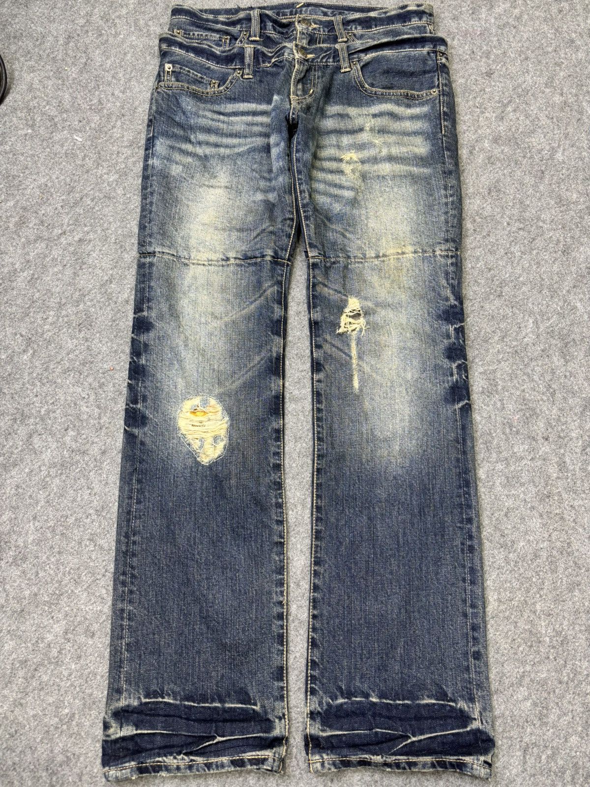 PPFM PPFM Double Waist Rust Wash Distressed Denim F778 Size US 32 / EU 48 - 19 Thumbnail