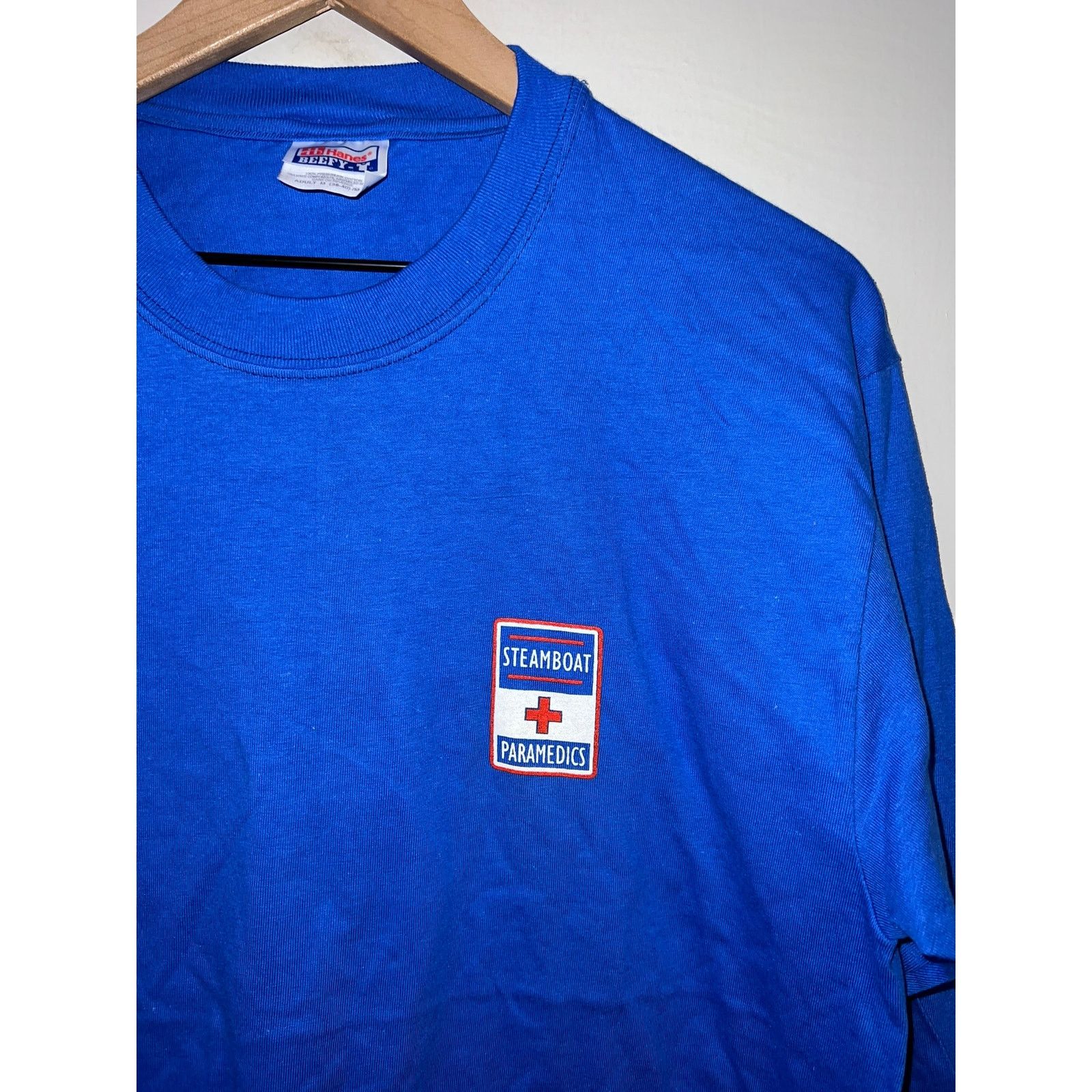 Hanes Vintage Steamboat Shirt Paramedics Joke Tee Long Sleeve 90s Size US M / EU 48-50 / 2 - 2 Thumbnail