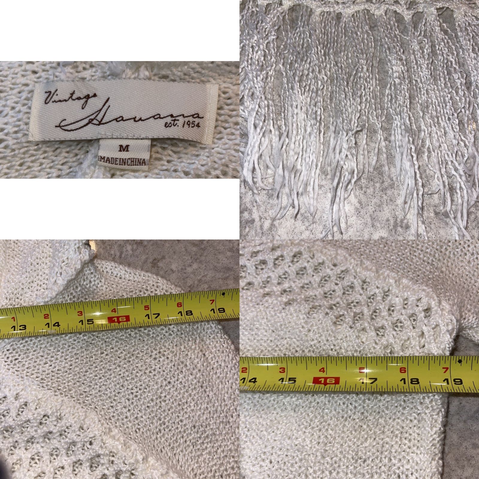 Vintage Havana VINTAGE Vintage Havana Sweater Women M Ivory Anchor Fringe Hem Knitted Open-Knit V-Neck Hooded Pullover Casual Boating Sailing - Mens? Size M / US 6-8 / IT 42-44 - 10 Thumbnail