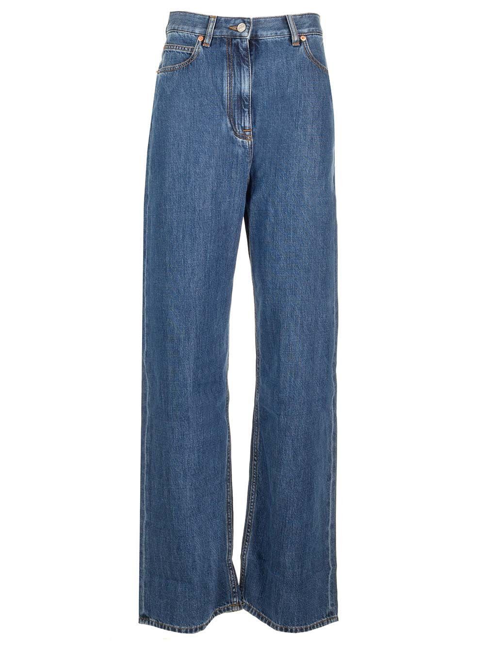 Valentino o1s22i1n0924 Baggy Cotton Lyocell Jeans in Blue Size 25" / US 0 / IT 36 - 1 Thumbnail