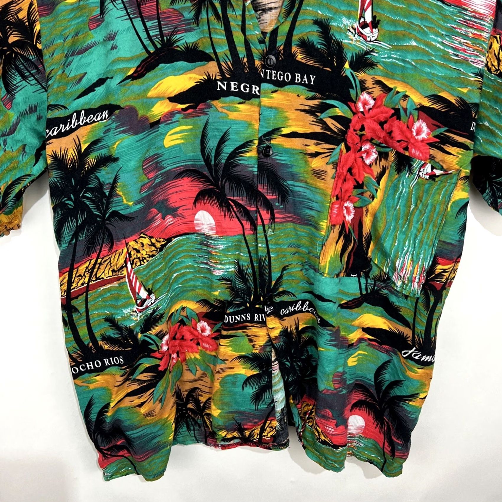 ALOHAS Beach Club Hawaiian Aloha Shirt 2XL Mens Shirt Floral Hibiscus Jamaica Montego Bay Island Beach Multicolor Button-Up Short Sleeve Casual Summer Size US XXL / EU 58 / 5 - 5 Thumbnail