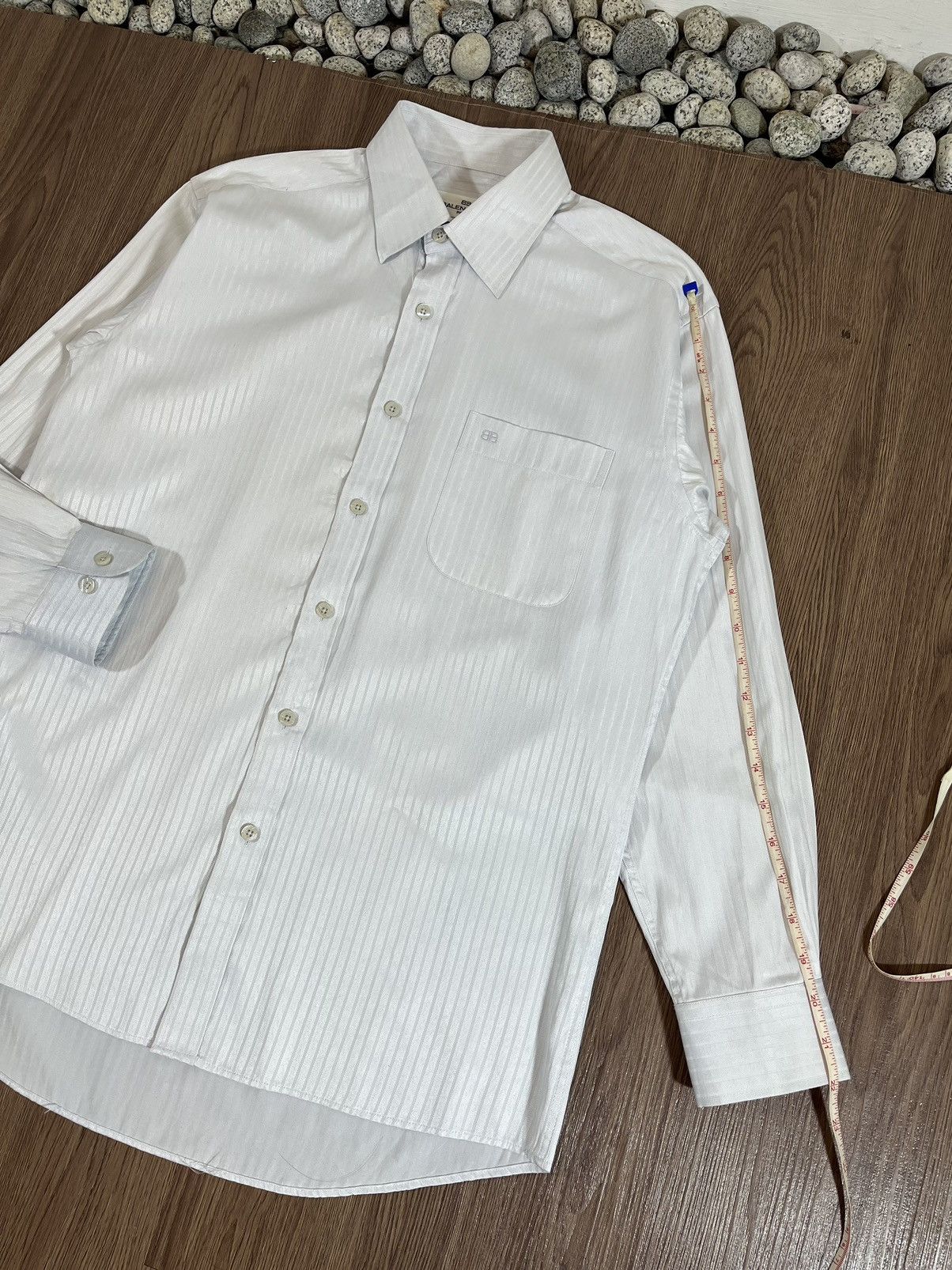 Balenciaga Balenciaga Paris Herringbone Stripe Long Sleeve Dress Shirt Size US M / EU 48-50 / 2 - 14 Thumbnail