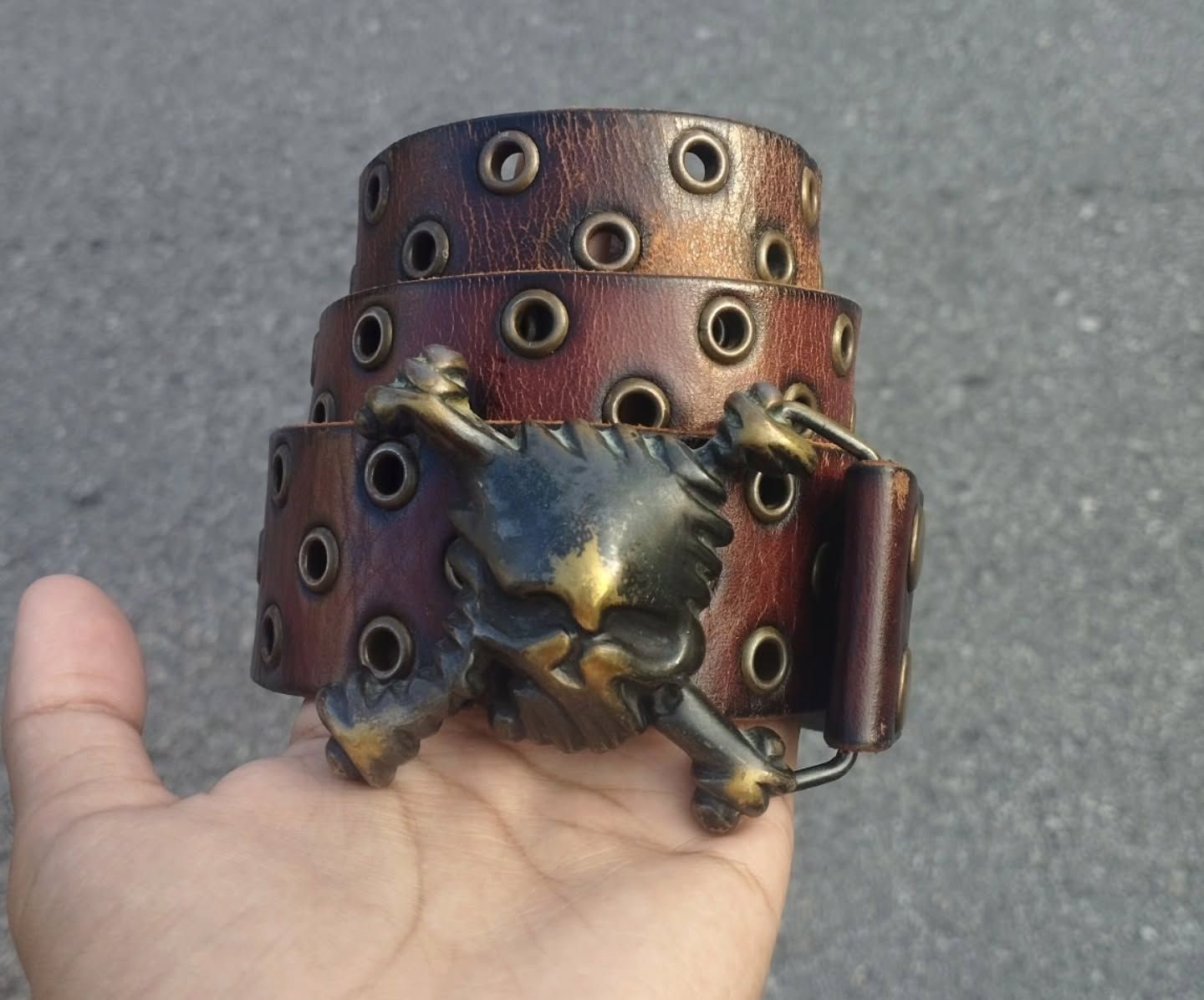 Oakley × Vintage Vintage y2k Oakley Skull Belt Silver Black | Grailed