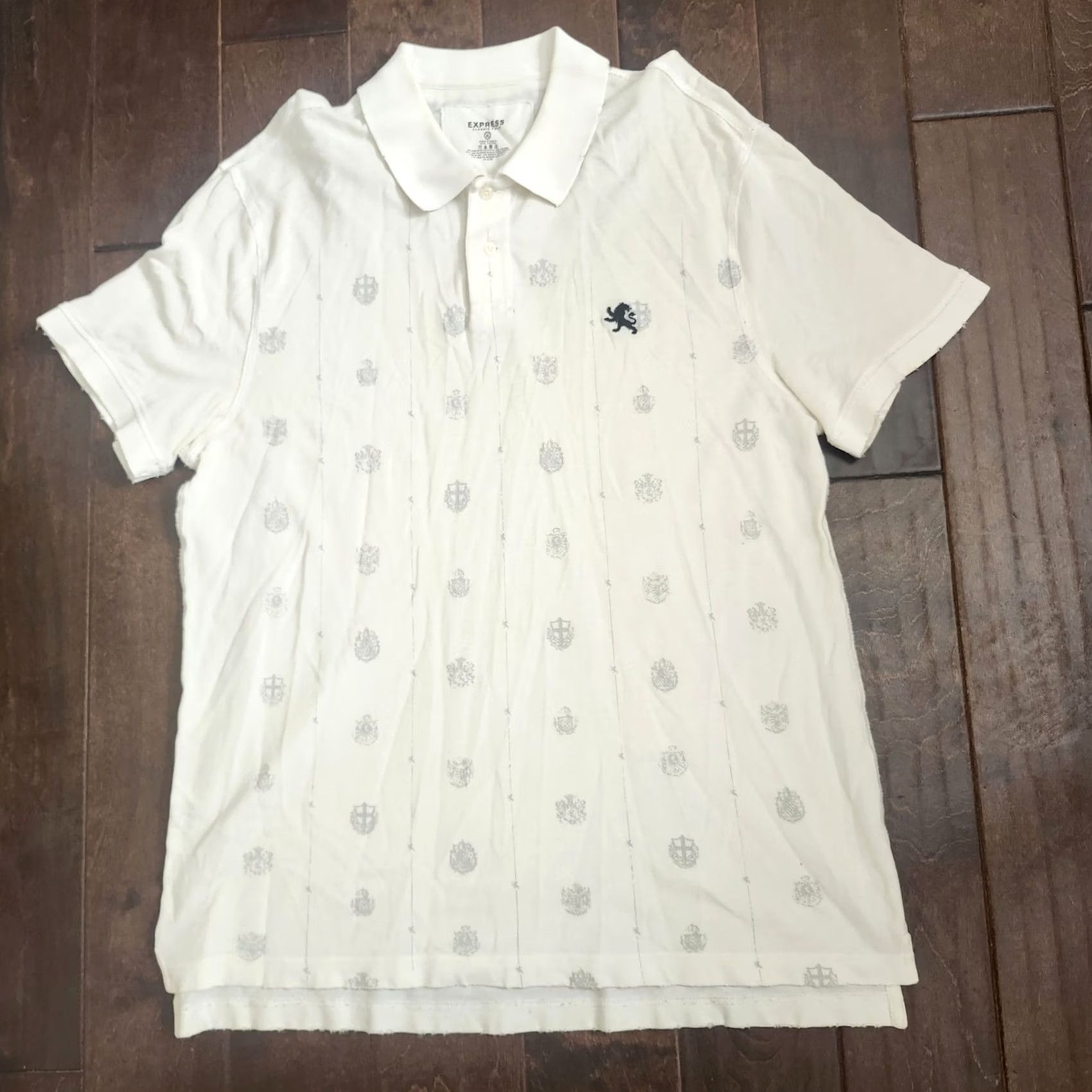 Express Express Polo Shirt Men XL White Distressed Frayed Edge Classic Polo Shirt - Express Mens Regular Fit Short Sleeve Golf Walking Casual Travel Size US XL / EU 56 / 4 - 2 Thumbnail