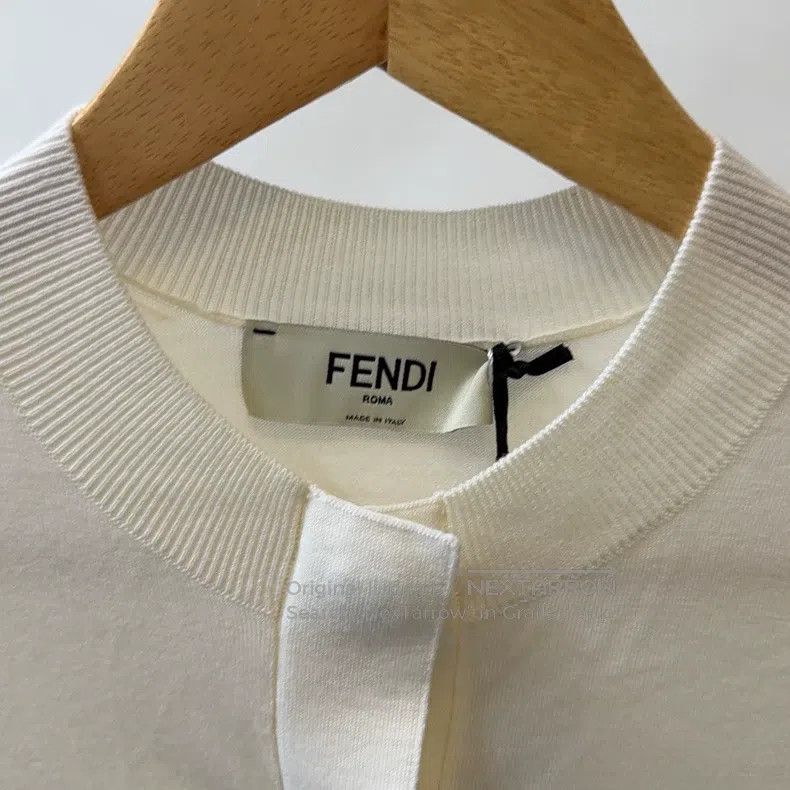 Fendi Fendi White Mixed Pattern Silk Knit Cardigan Size XXS / US 00 / IT 34 - 3 Thumbnail