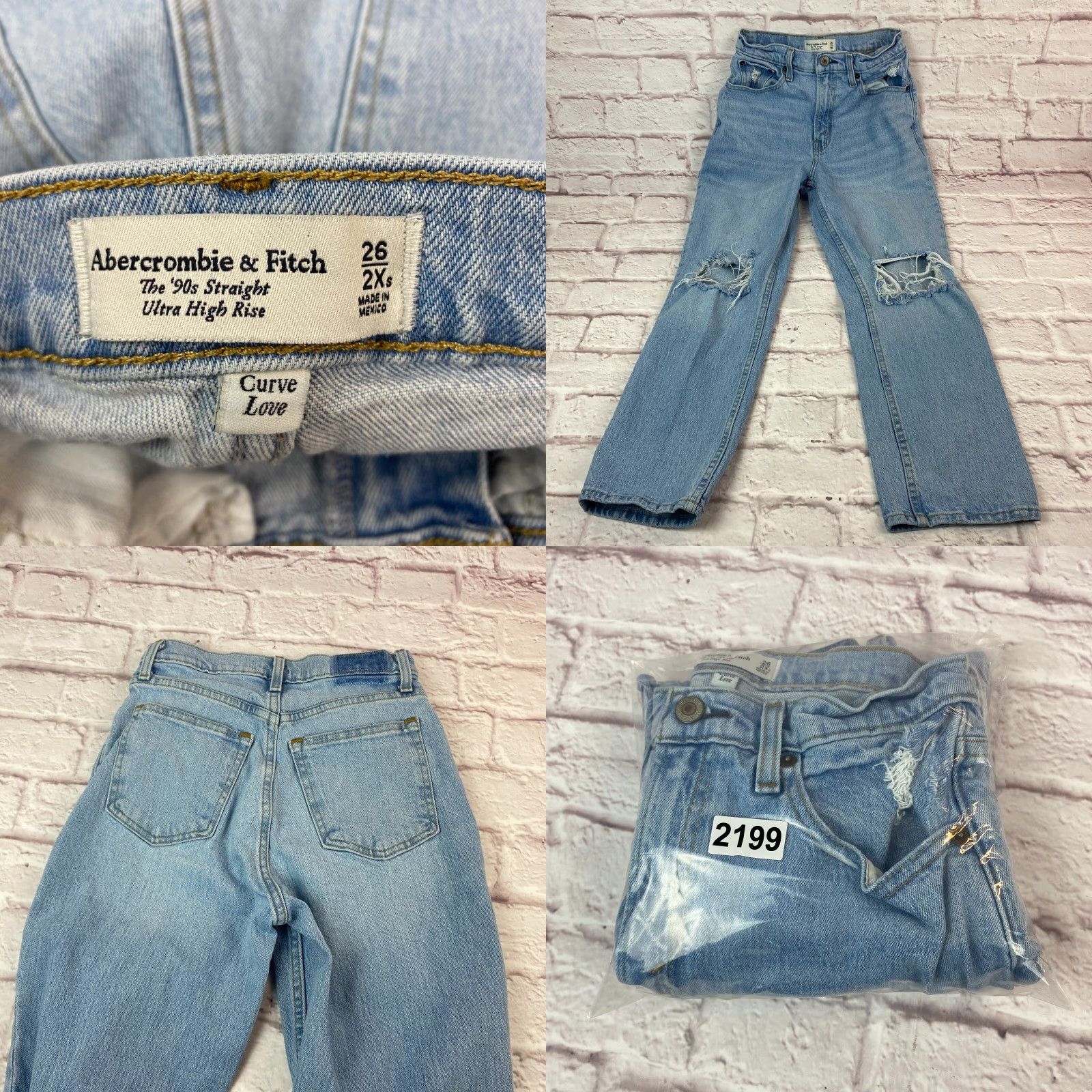 Abercrombie & Fitch Abercrombie & Fitch Teens Junior Jeans 26 The 90s Straight High Rise Distressed Size 26" / US 2 / IT 38 - 8 Thumbnail