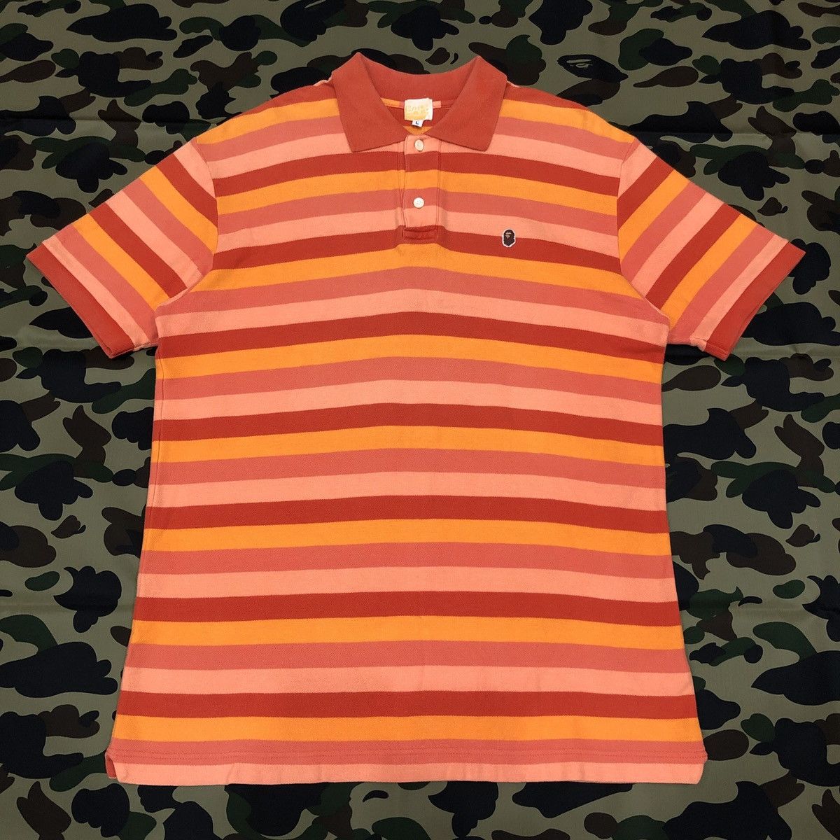 Bape One Point Striped Polo Size US L / EU 52-54 / 3 - 1 Thumbnail