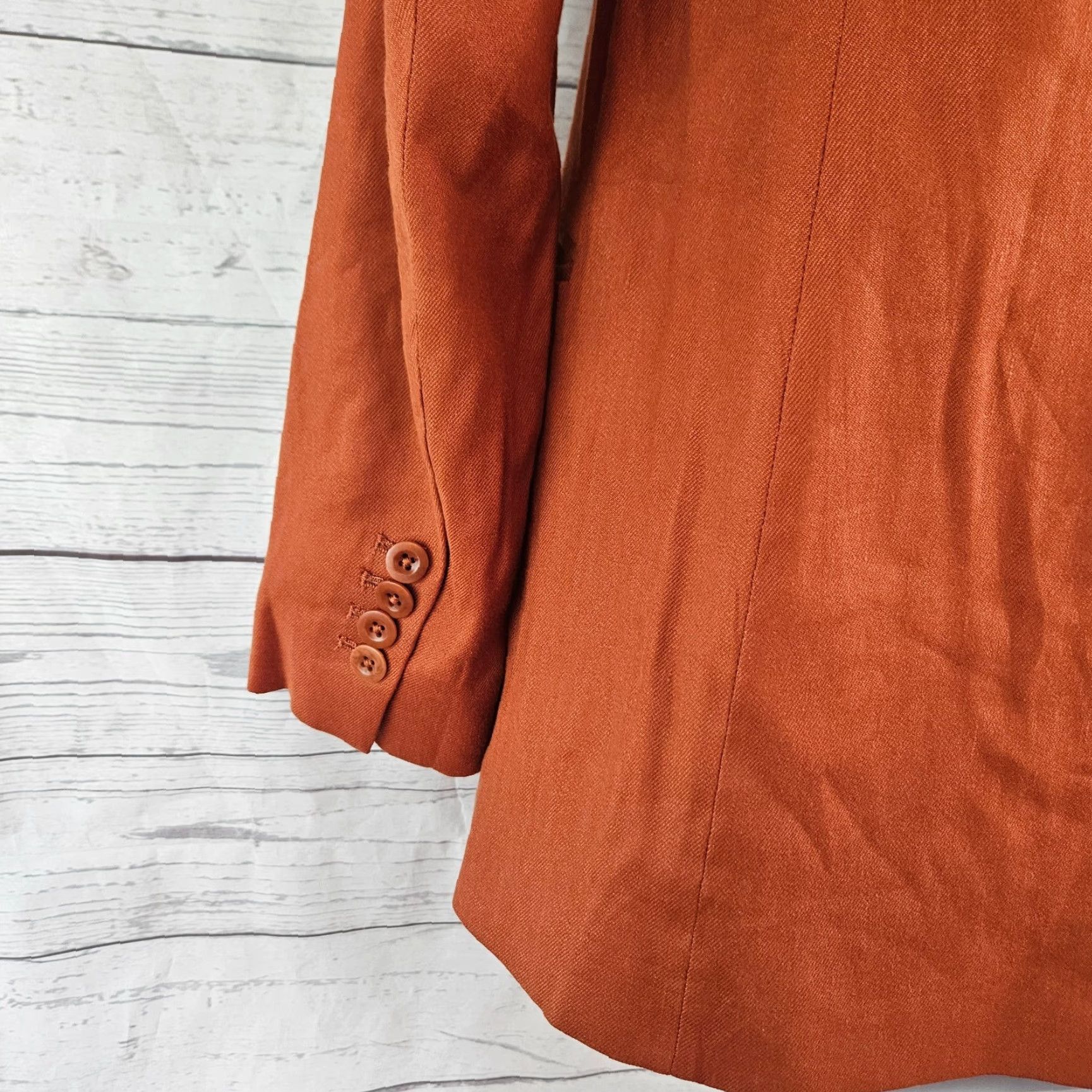 Express VINTAGE Express Womens Blazer XS Orange Linen Blend Open Front Size XS / US 0-2 / IT 36-38 - 4 Thumbnail