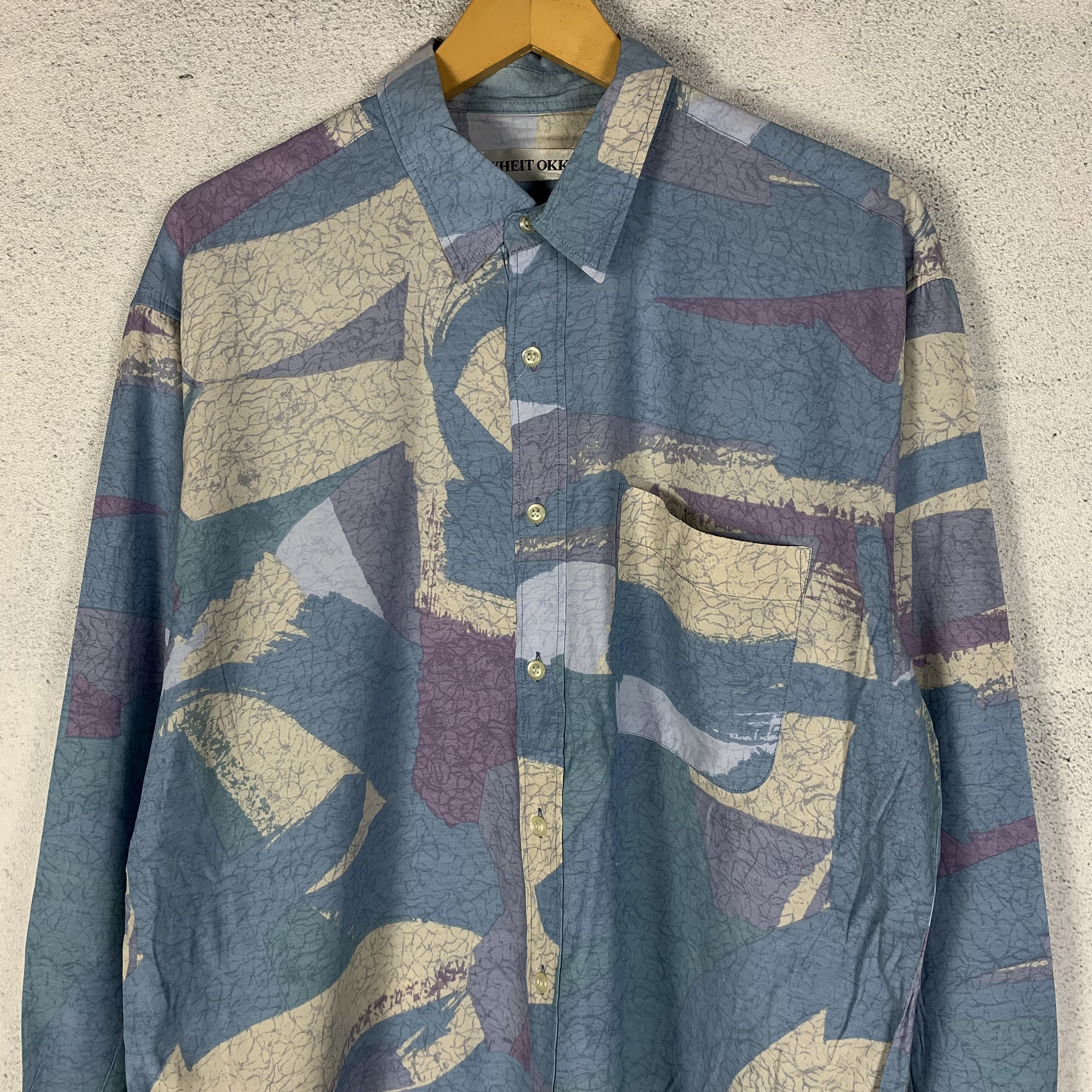 Vintage Vintage Wheit Okk Printed Shirt Abstract Art Light Blue Size US L / EU 52-54 / 3 - 3 Thumbnail