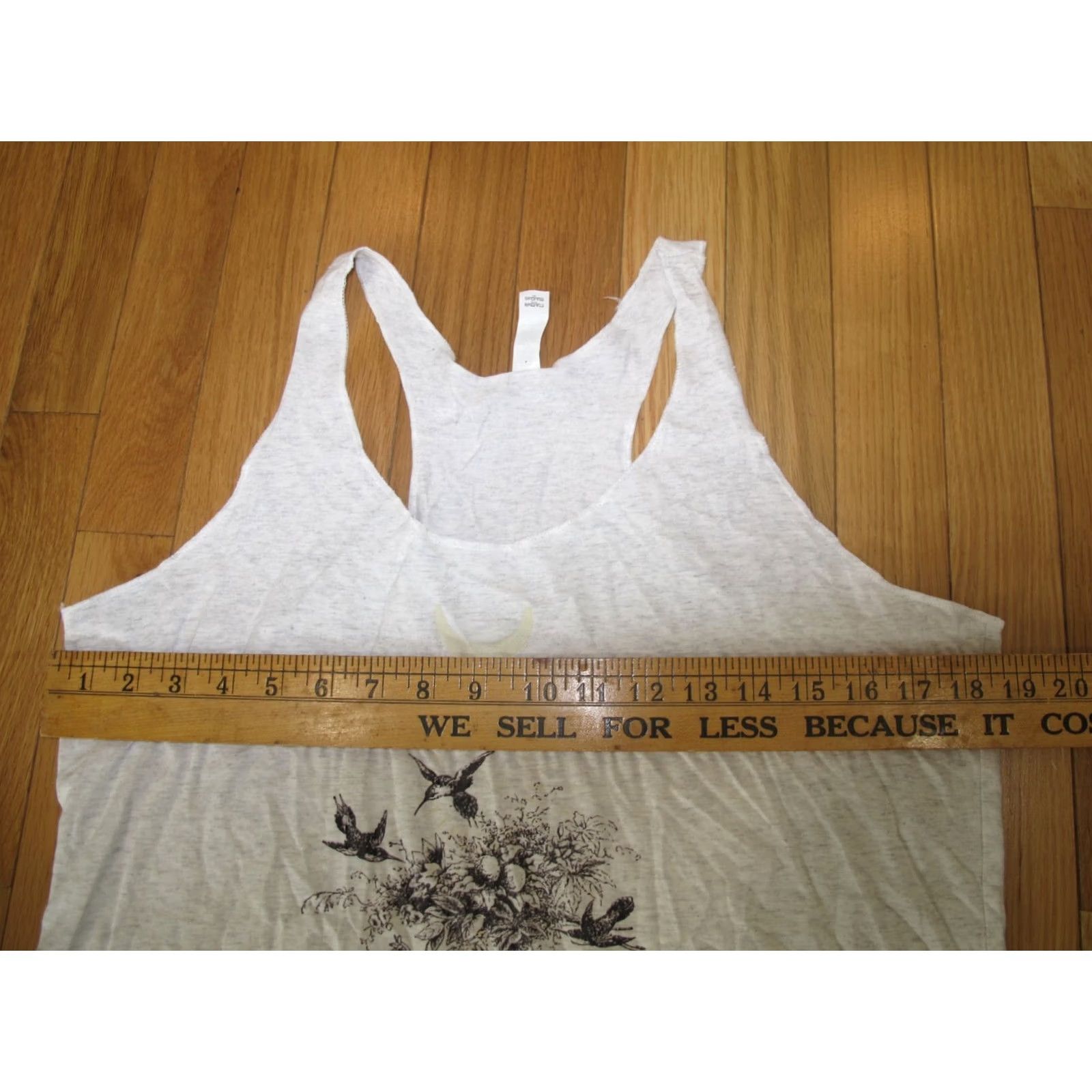 Next Level Next Level Tank Top Women L Gray Floral Bird Print Scoop Neck Sleeveless Racerback Casual Lightweight Regular Size L / US 10 / IT 46 - 7 Thumbnail