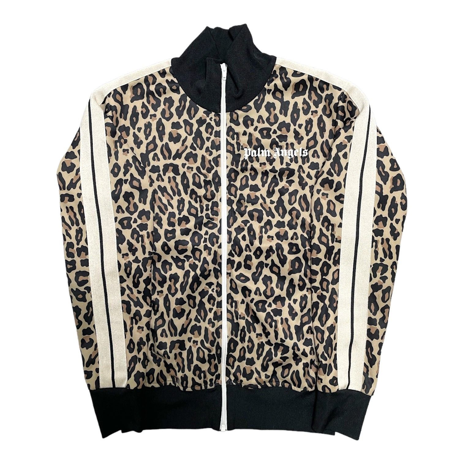 image of Palm Angels Classic Track Jacket Leopard Print Brown, Men's (Size Small)