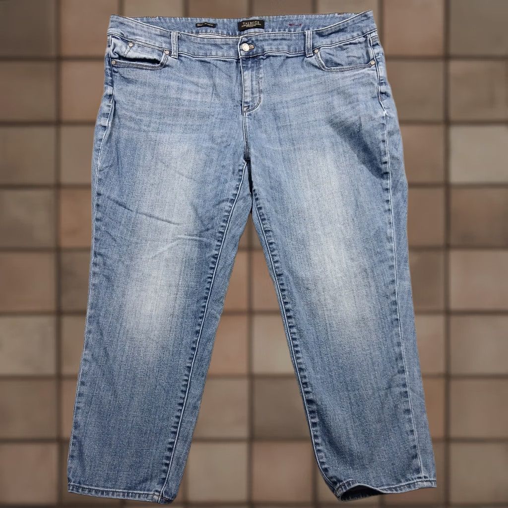 Talbots VINTAGE Talbots Flawless Five-Pocket Boyfriend Jeans Women 20WP Blue Stretch Denim EUC Size 42" / US 20 - 1 Thumbnail