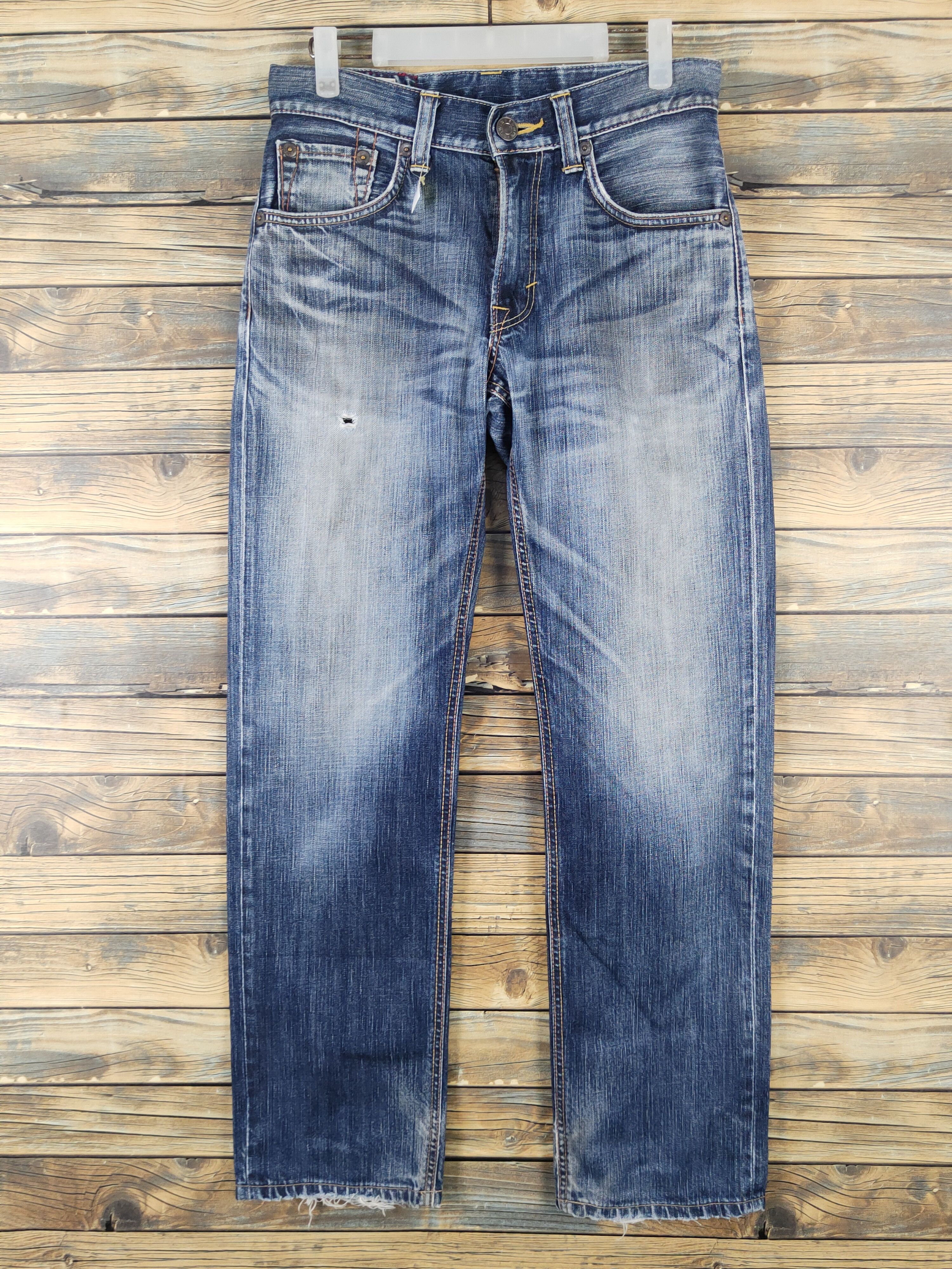 Edwin Edwin 305 Dark Blue Distressed Ripped denim Jeans #W1571 Size US 30 / EU 46 - 1 Thumbnail