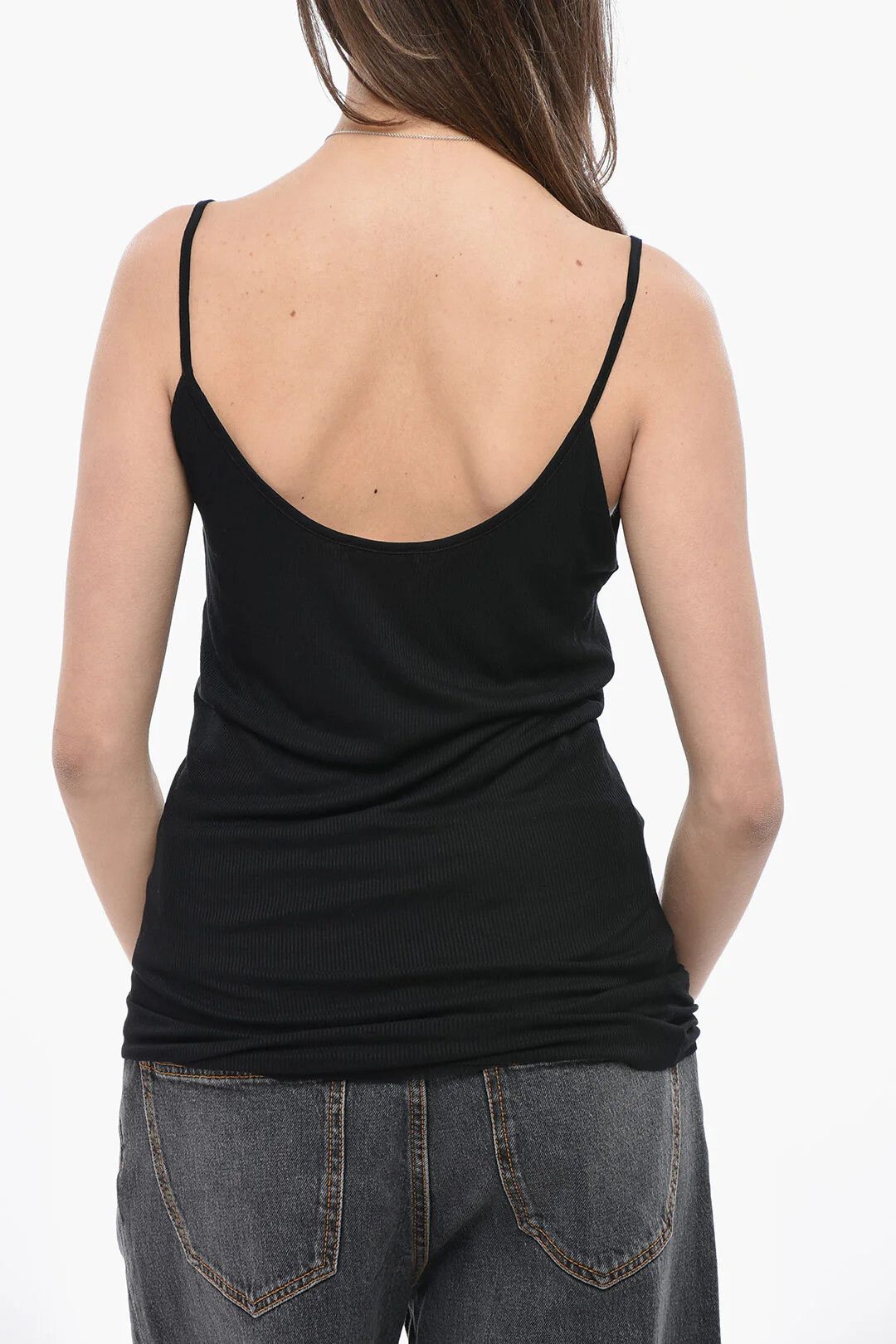 KHAITE og1mm0426 Ribbed Viscose Tank Top in Black Size L / US 10 / IT 46 - 2 Thumbnail