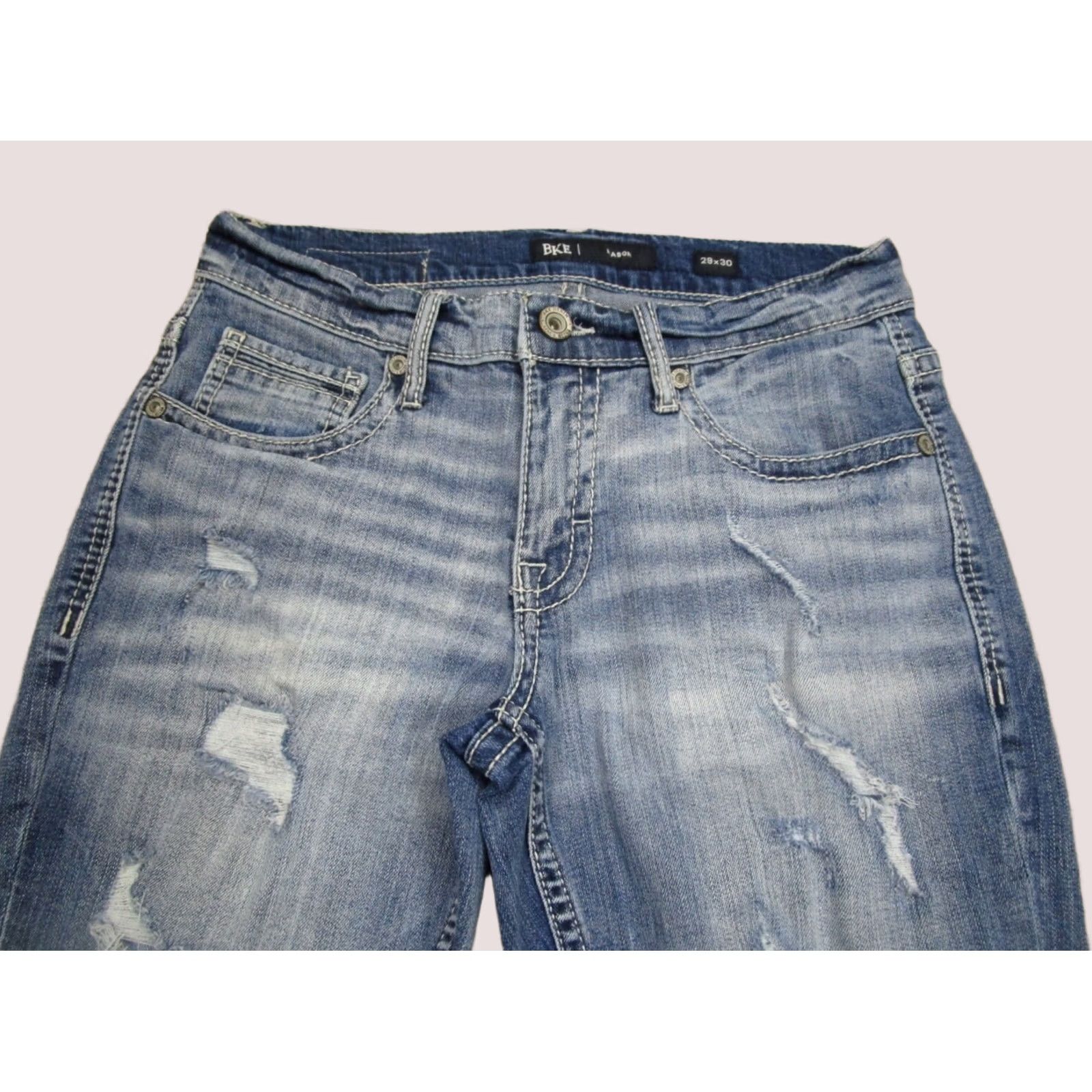Vintage BKE Jeans Buckle Men's 29x30 Light Wash Distressed Tapered Low Rise Size US 29 - 1 Thumbnail