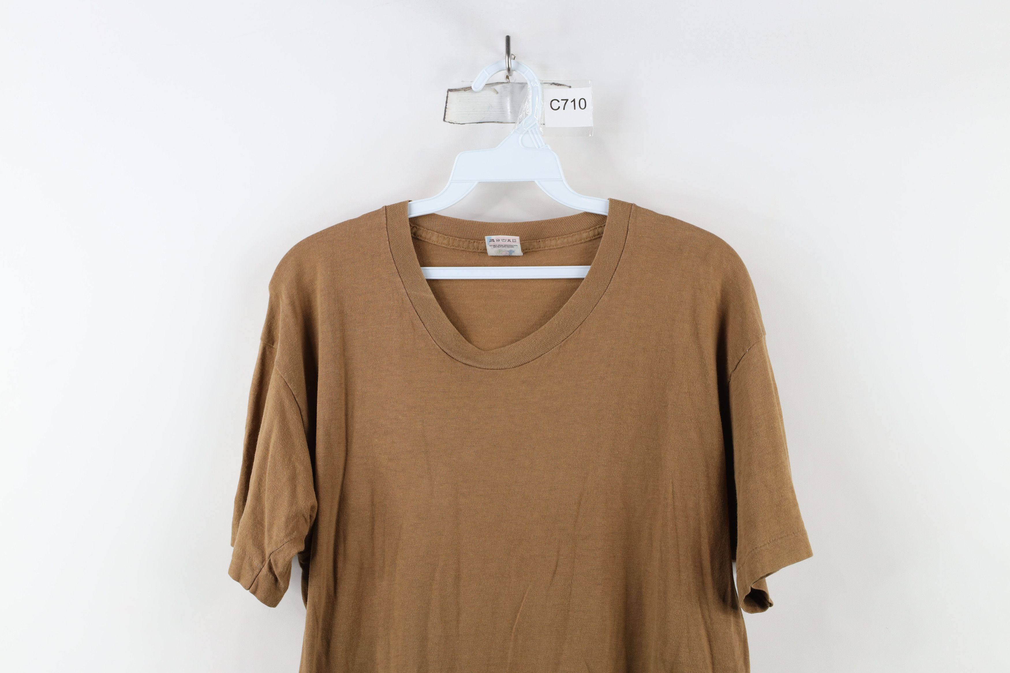 Vintage Vintage 90s Streetwear Blank Combed Cotton T-Shirt Brown USA Size US L / EU 52-54 / 3 - 2 Thumbnail