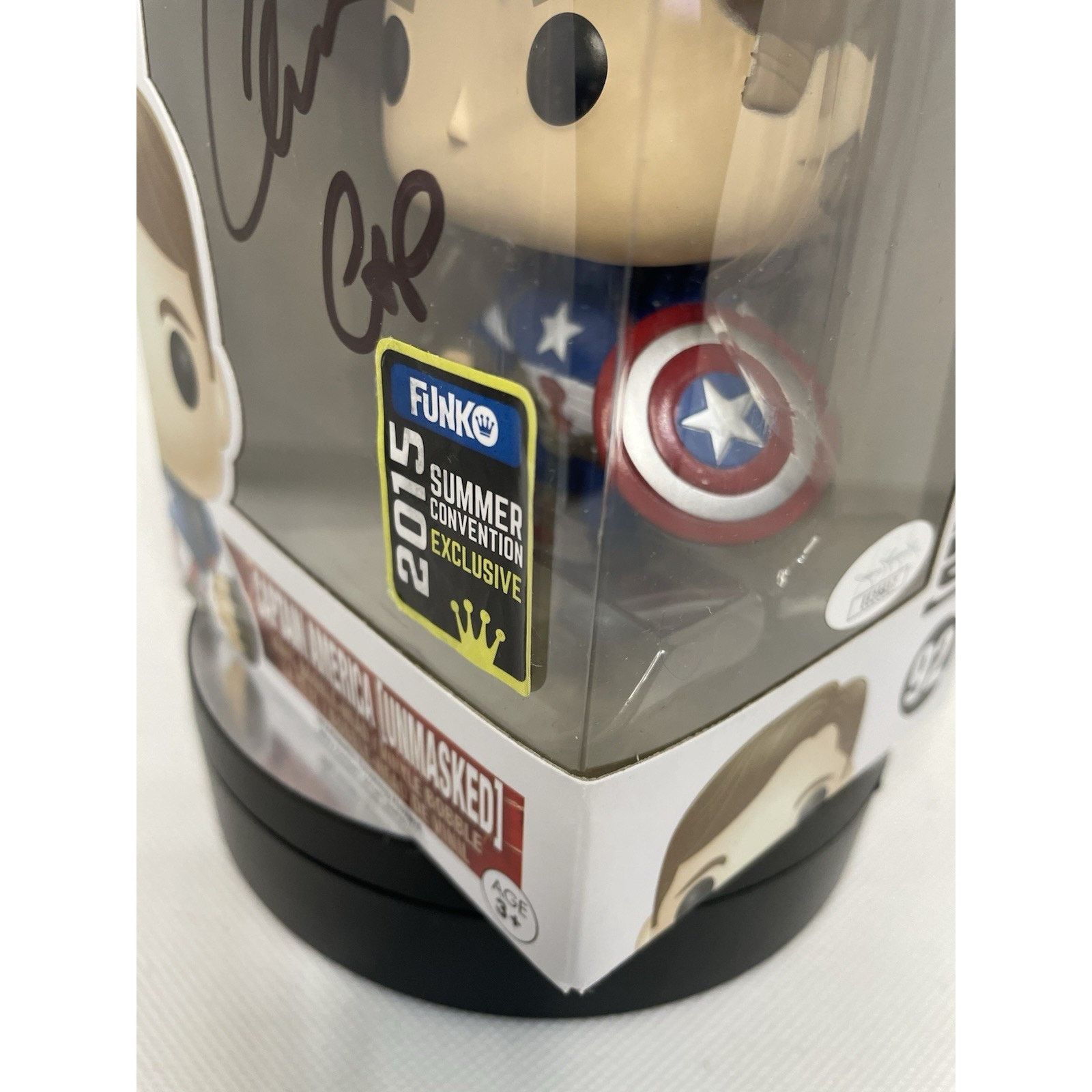 Marvel Comics Funko Pop Captain America Unmasked 93 Signed By Chris Evans Size ONE SIZE - 11 Thumbnail