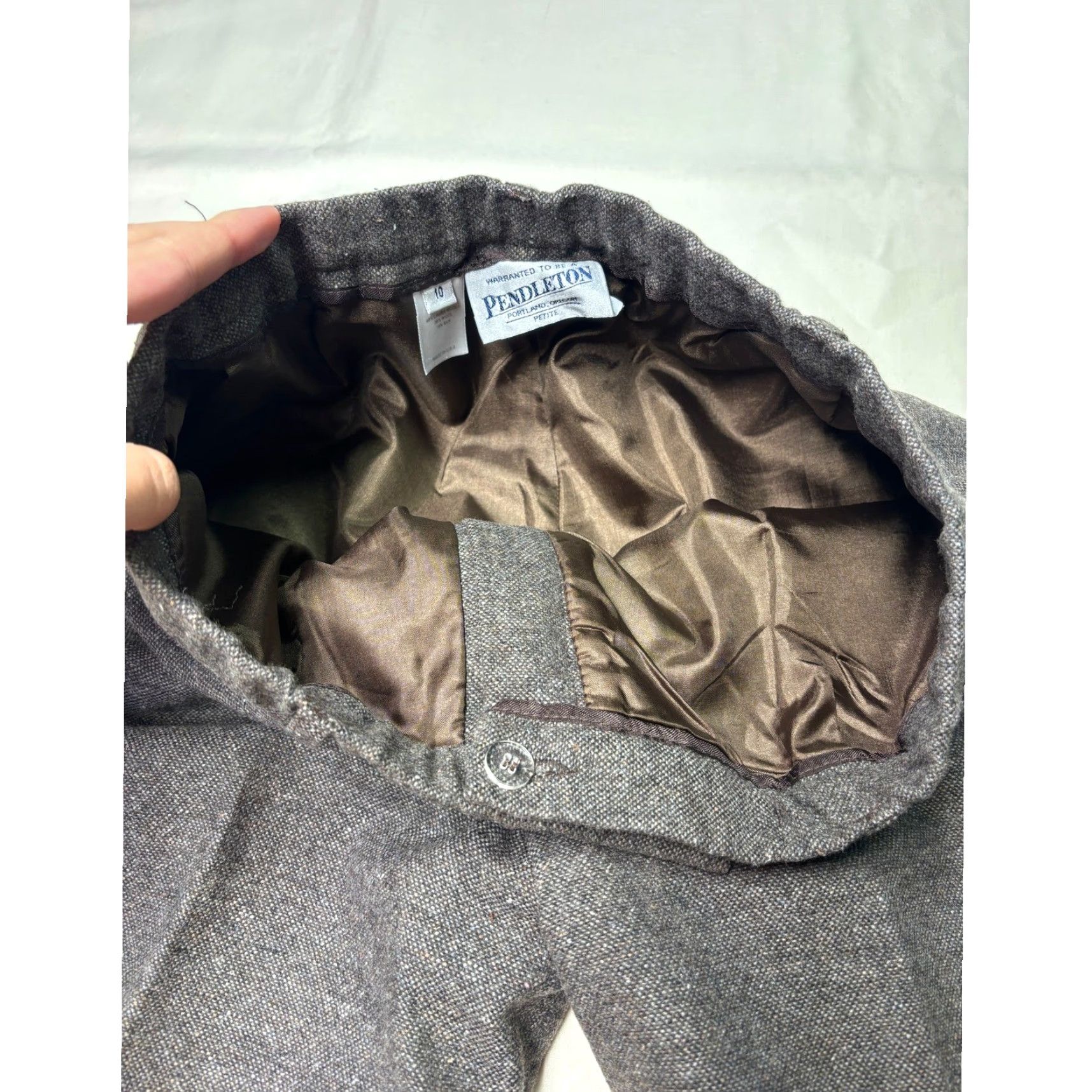 Pendleton VINTAGE Pendleton Wool Silk Tweed Trousers Grey Wide Leg 10P 28W 29L USA Womens Pants Size 32" / US 10 / IT 46 - 4 Thumbnail