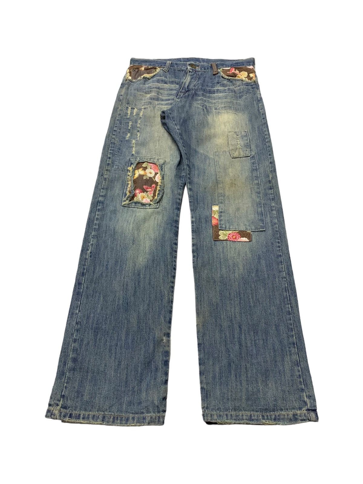 Hysteric Glamour Gumu Japan Boro Patchwork Mud Denim Jeans Size US 32 / EU 48 - 4 Thumbnail