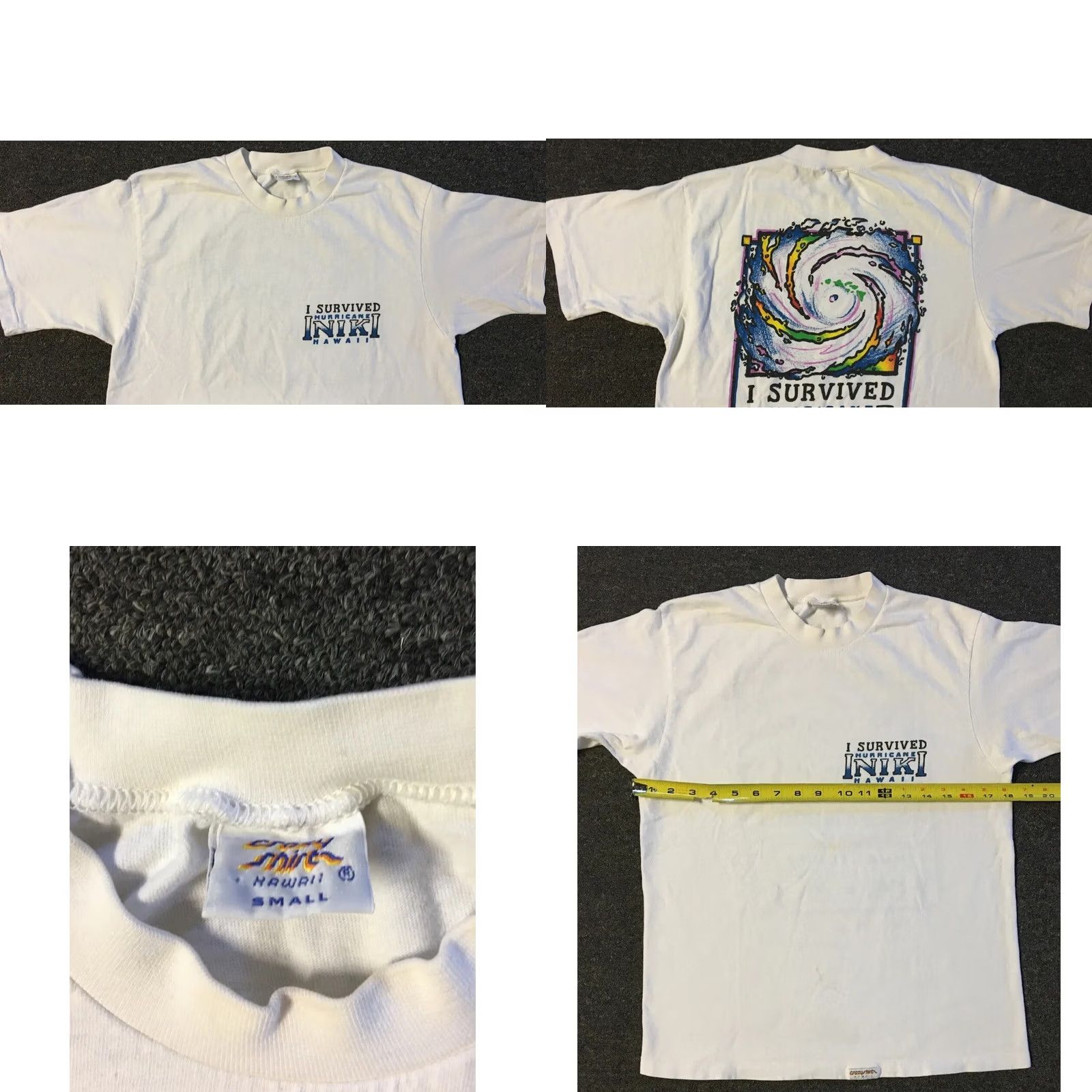 Vintage VINTAGE I Survived Hurricane Iniki Hawaii Shirt S White Beach Vaporwave Grunge OP Nike Size US S / EU 44-46 / 1 - 8 Thumbnail