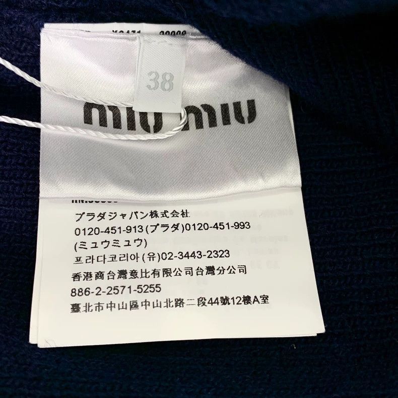 Prada Miu Miu Navy Wool Sweater with Embroidery-2506 Size S / US 4 / IT 40 - 7 Thumbnail