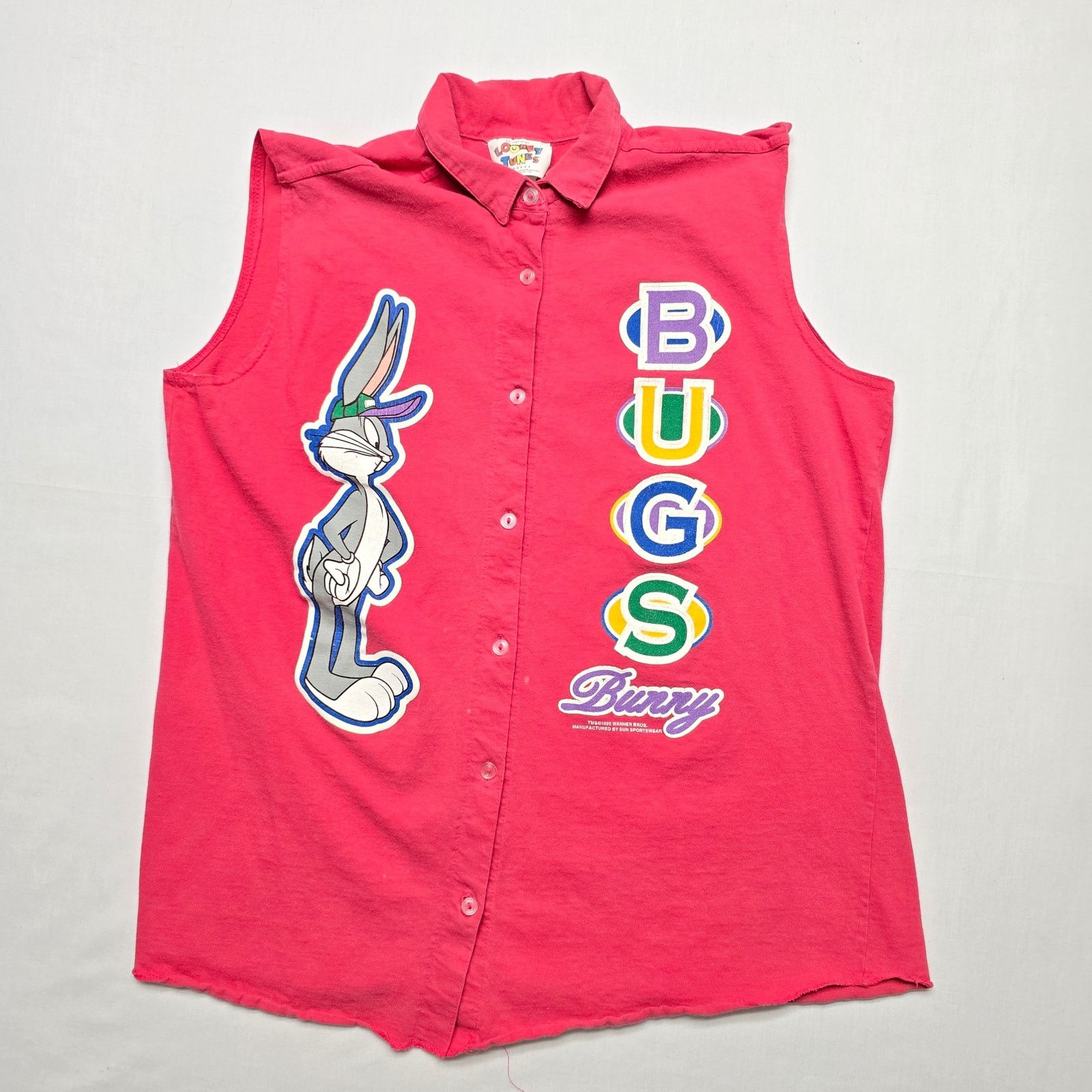 Vintage Vintage Looney Tunes Bugs Bunny Sleeveless L Pink Shirt Size L / US 10 / IT 46 - 1 Thumbnail