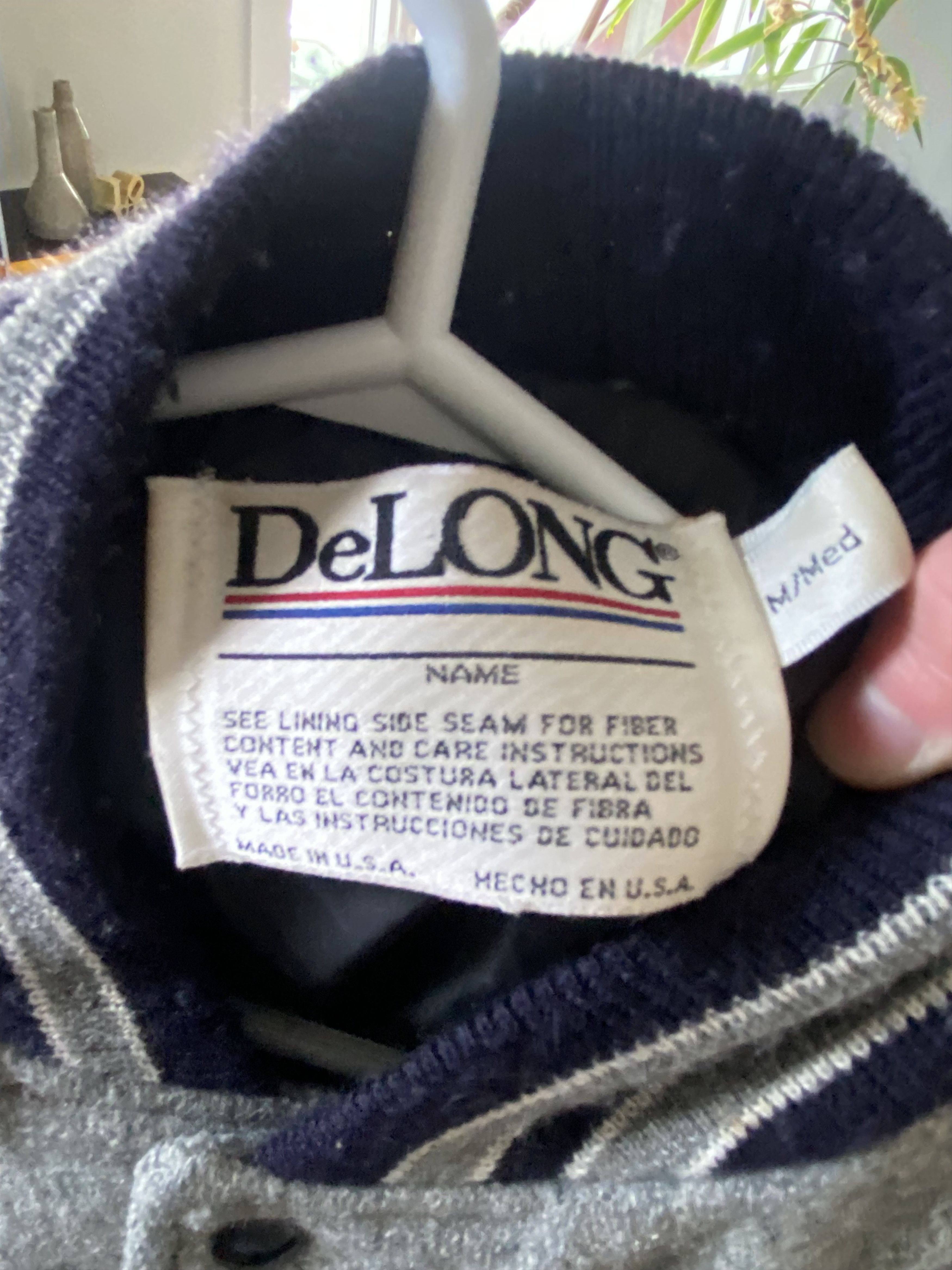 Delong × Vintage Vintage 90's DeLong Grey Leather Letterman Varsity Jacket Size US M / EU 48-50 / 2 - 5 Thumbnail