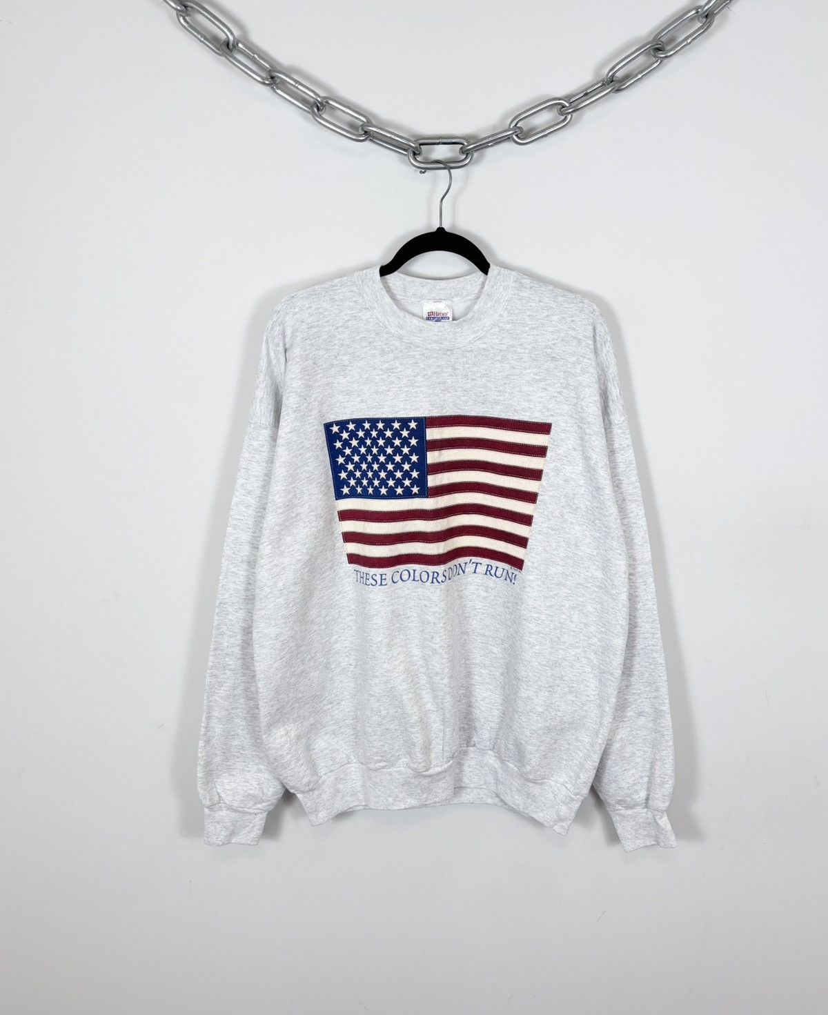 Hanes Vintage Hanes American USA Flag Patriotic Gray Sweatshirt Size US XL / EU 56 / 4 - 1 Thumbnail