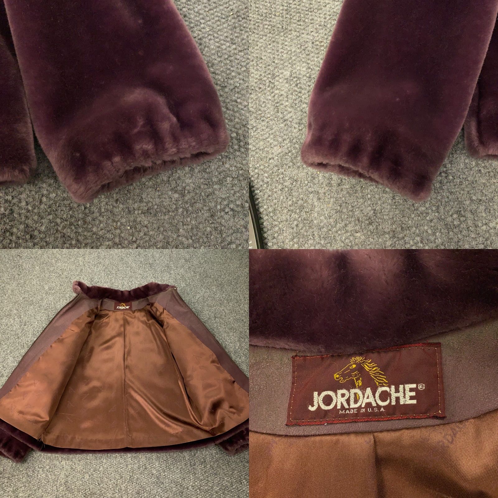 Jordache VINTAGE Jordache Jacket Women Faux Fur Coat Purple Mid-Length 10 US Made 80s Retro Size L / US 10 / IT 46 - 8 Thumbnail