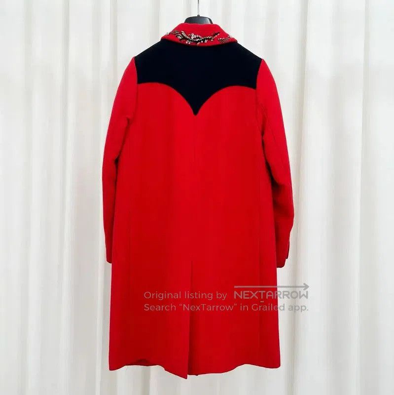 Miu Miu Miu Miu Red Wool Embroidered Long Coat . Size L / US 10 / IT 46 - 2 Thumbnail
