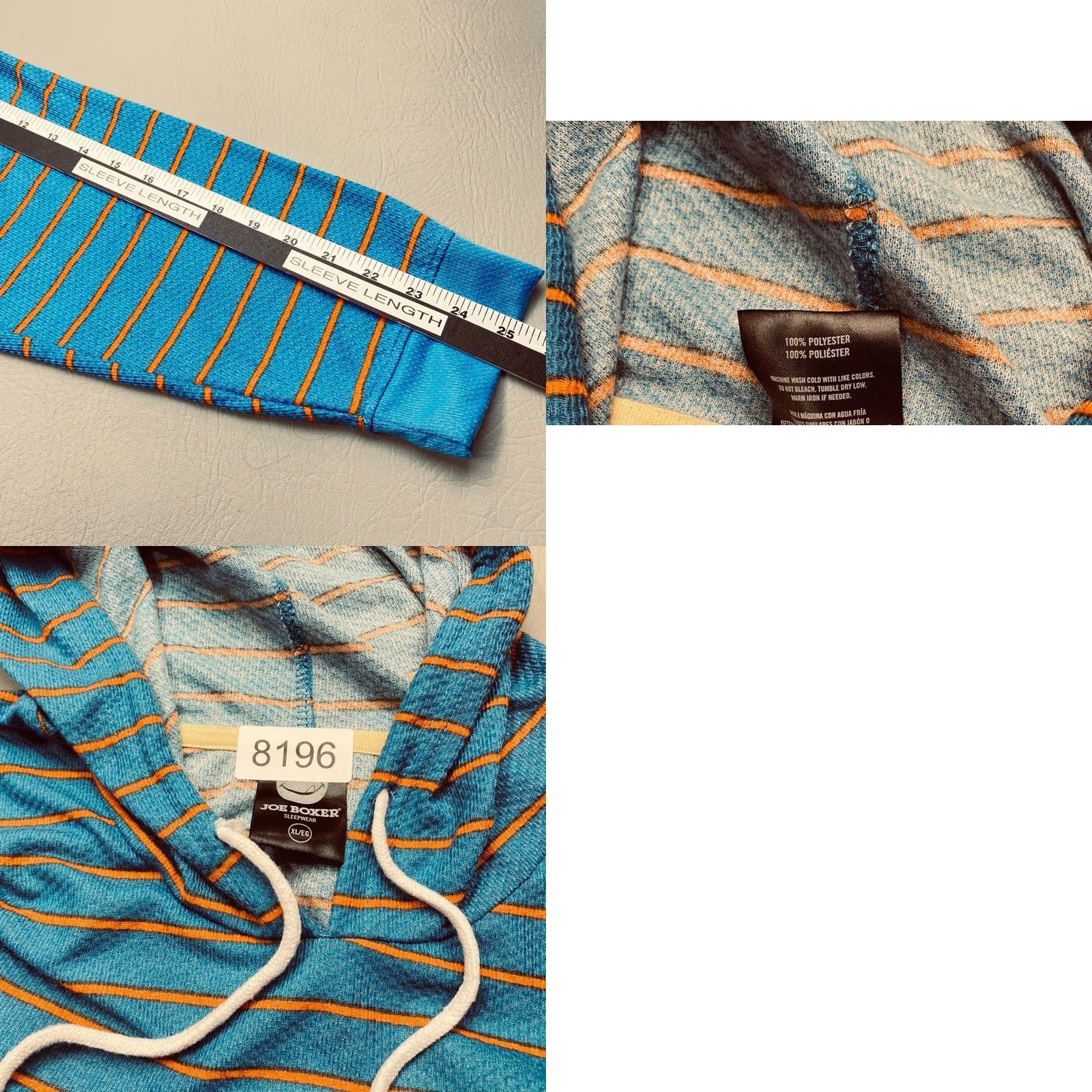 Joe Boxer VINTAGE Joe Boxer Sleepwear Mens XL Hoodie Lightweight Striped Blue Orange Smiley Face Size US XL / EU 56 / 4 - 8 Thumbnail