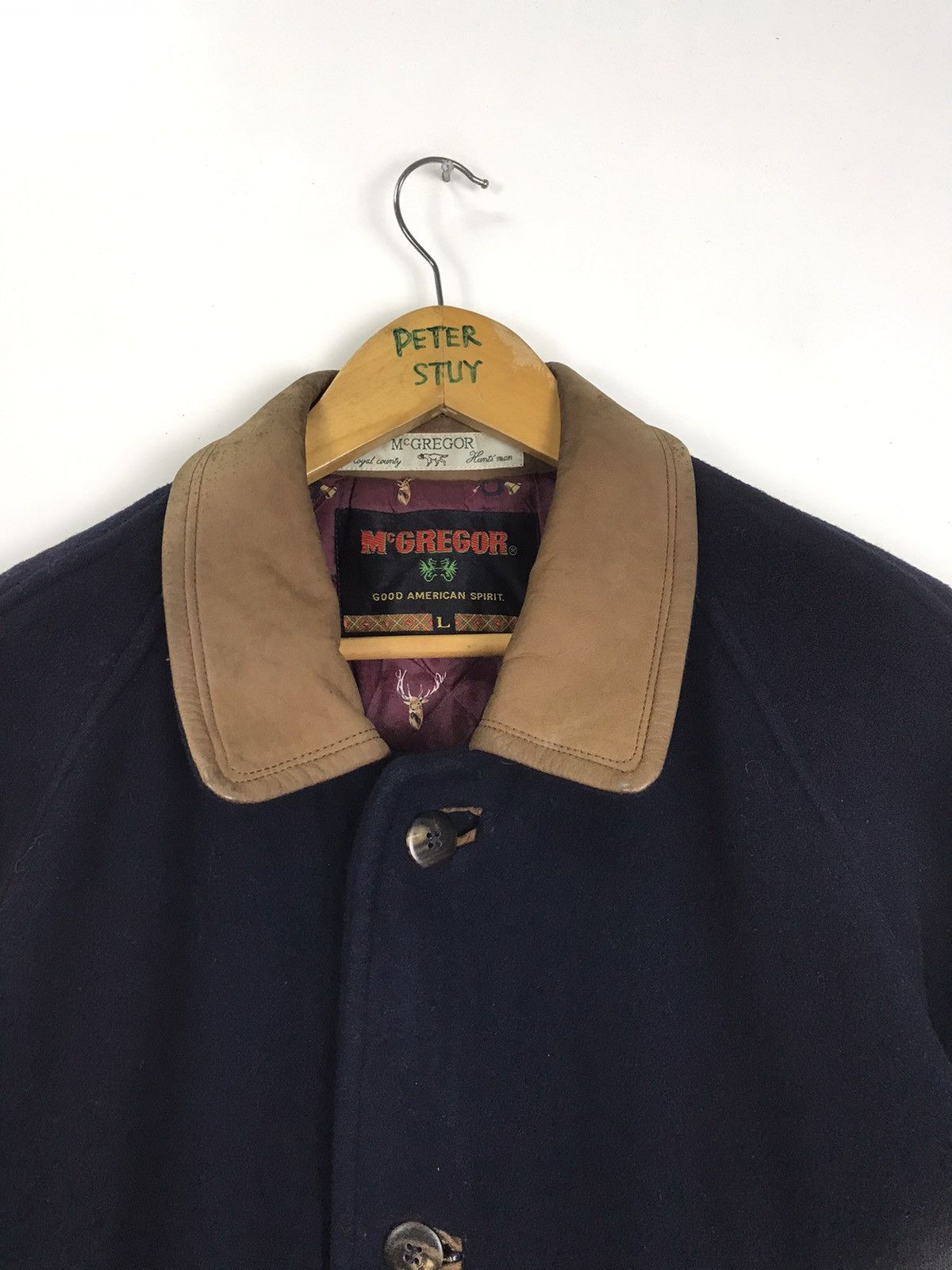Leather × McGregor × Vintage Vintage McGregor Leather Collar Wool Jacket Size US L / EU 52-54 / 3 - 3 Thumbnail