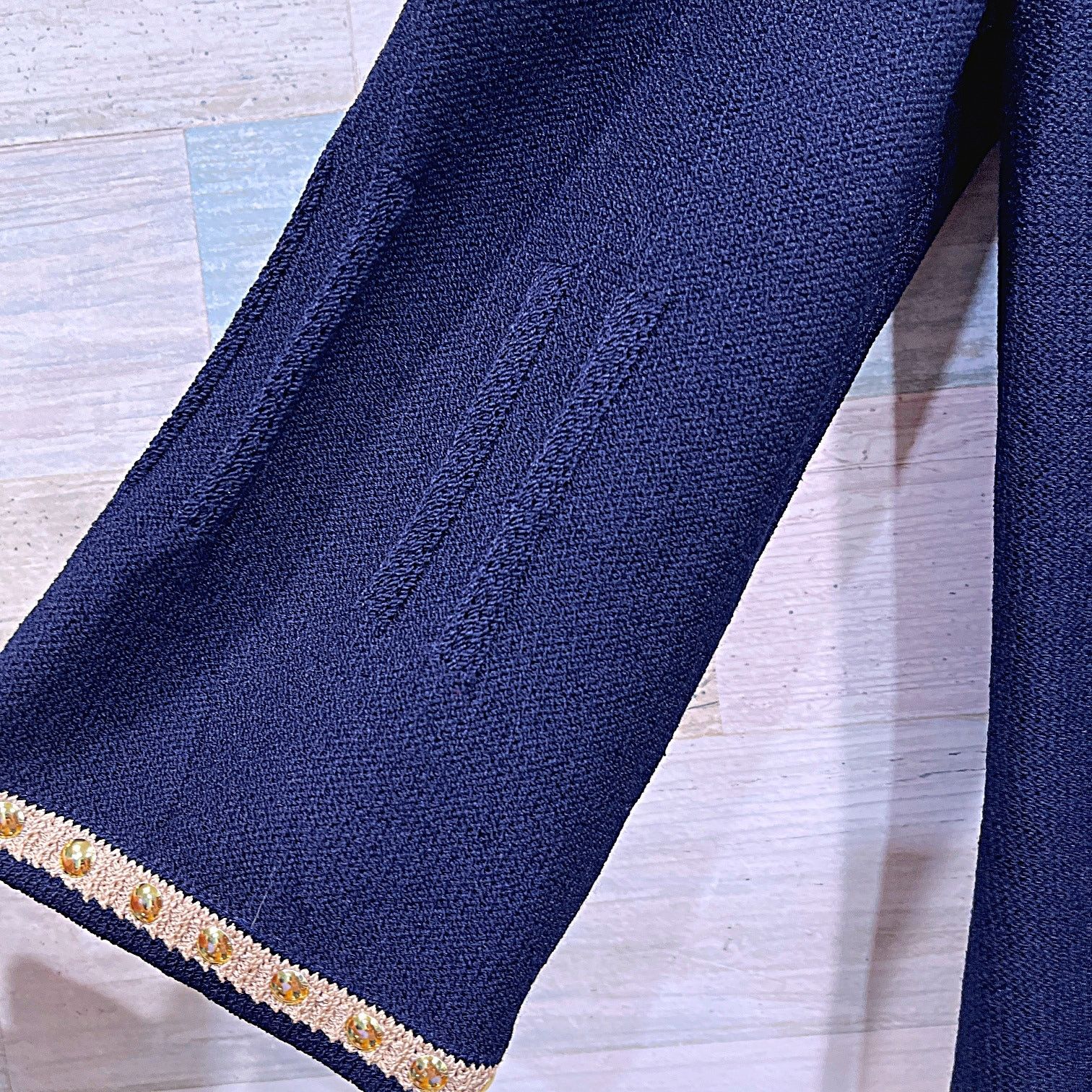 St. John ST JOHN Tweed Lady Jacket Blue Gold Studded Trim Womens 10 Size L / US 10 / IT 46 - 5 Thumbnail
