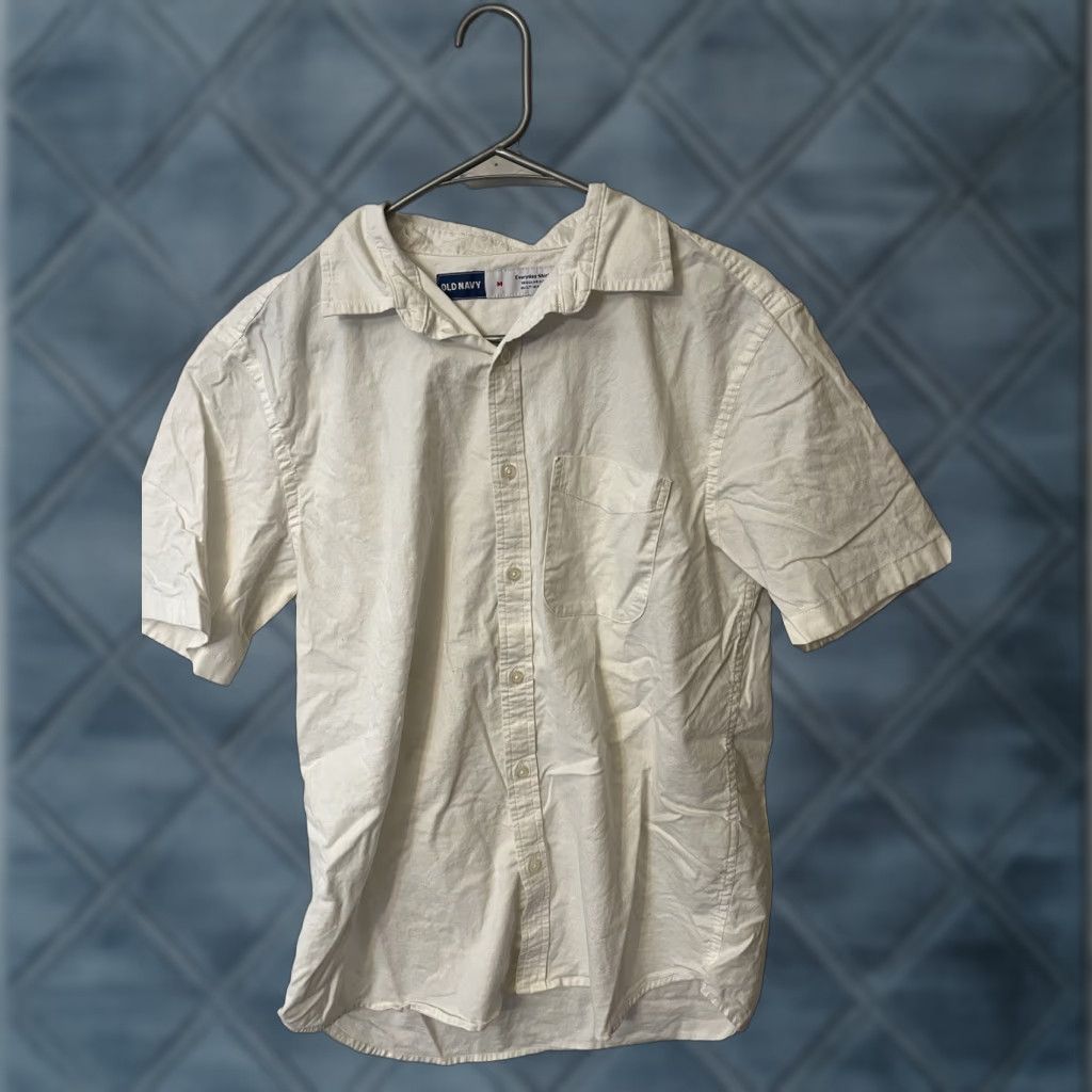Old Navy Old Navy Shirt Mens M White Button-Down Short Sleeve Coastal Minimalist Size US M / EU 48-50 / 2 - 1 Thumbnail