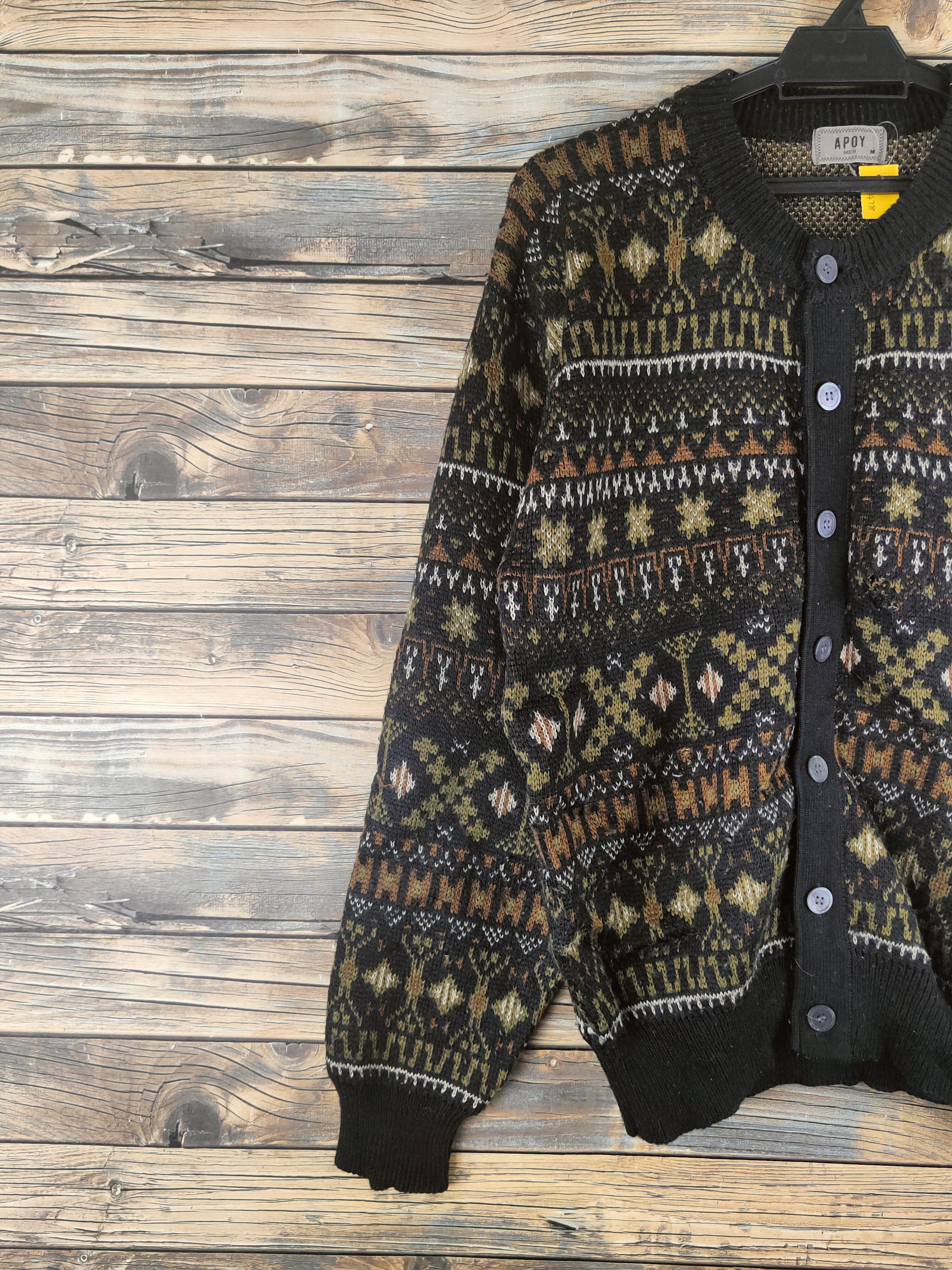 Japanese Brand DL Apoy art vintage Black Knitwear Cardigans #46-478 Size US M / EU 48-50 / 2 - 4 Thumbnail