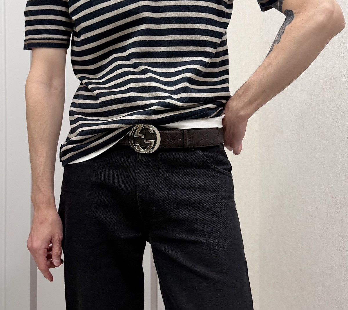 Gucci GUCCI GG Monogram Leather Belt Demna Nettspend Fakemink Logo Size ONE SIZE - 3 Thumbnail