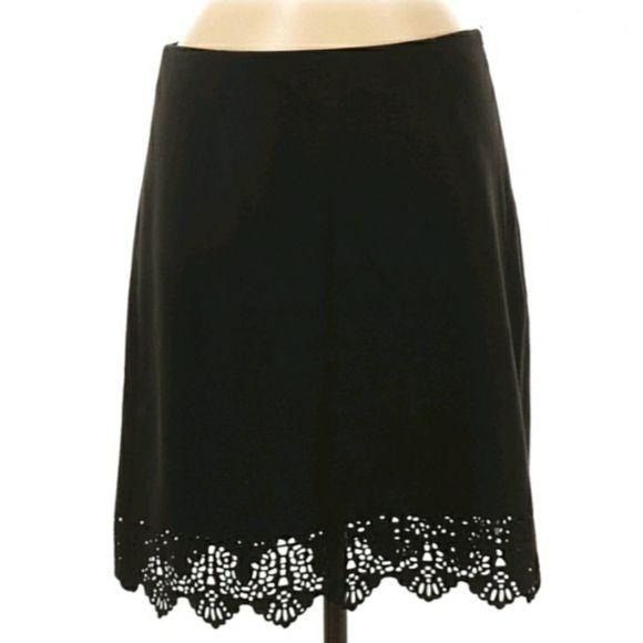 Laundry by Shelli Segal Shelli Segal Faux Suede A-line Skirt Sz 6 Black Scalloped La Size 28" / US 6 / IT 42 - 7 Thumbnail