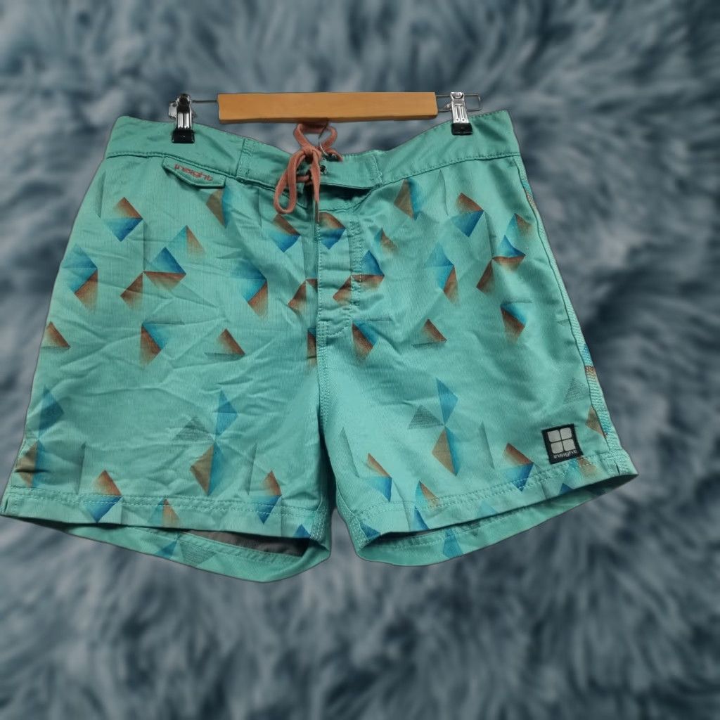 Insight Insight Mens Board Shorts 33 Green Multicolor Back Pocket Drawstring Swim Bottom See All Pics Mens Size US 33 - 1 Thumbnail