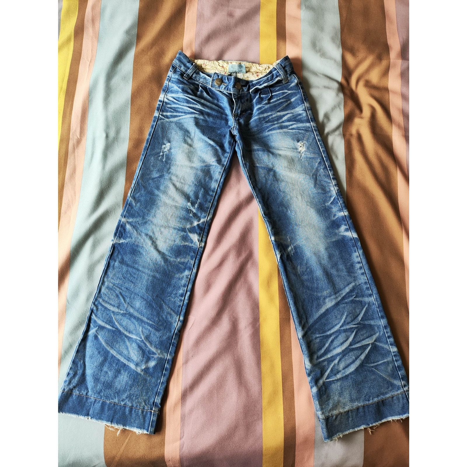 Vintage Faded Wash Low-rise Denim Jeans Blue size 28