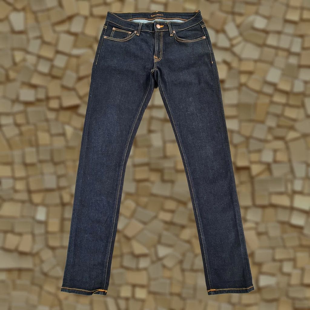 Denime Nudie Jeans Slim Skinny Denim Blue W32 L32 Stretch Zip Fly Regular Mens Jeans - 5-Pocket Design Size US 32 / EU 48 - 1 Thumbnail