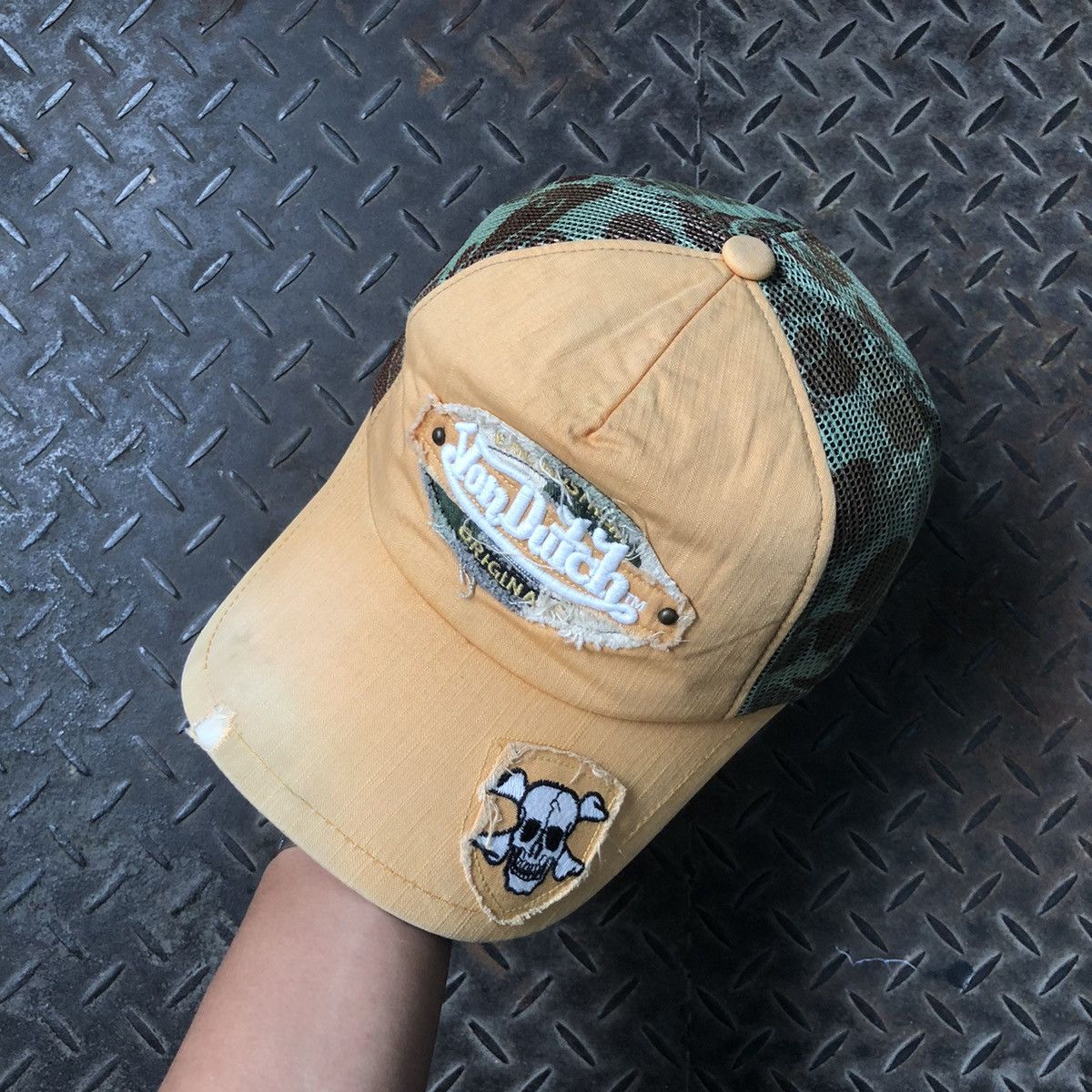 Vintage 🚫 SOLD 🚫 Vintage Vondutch Skeleton Camouflage Trucker Hat Size ONE SIZE - 2 Thumbnail