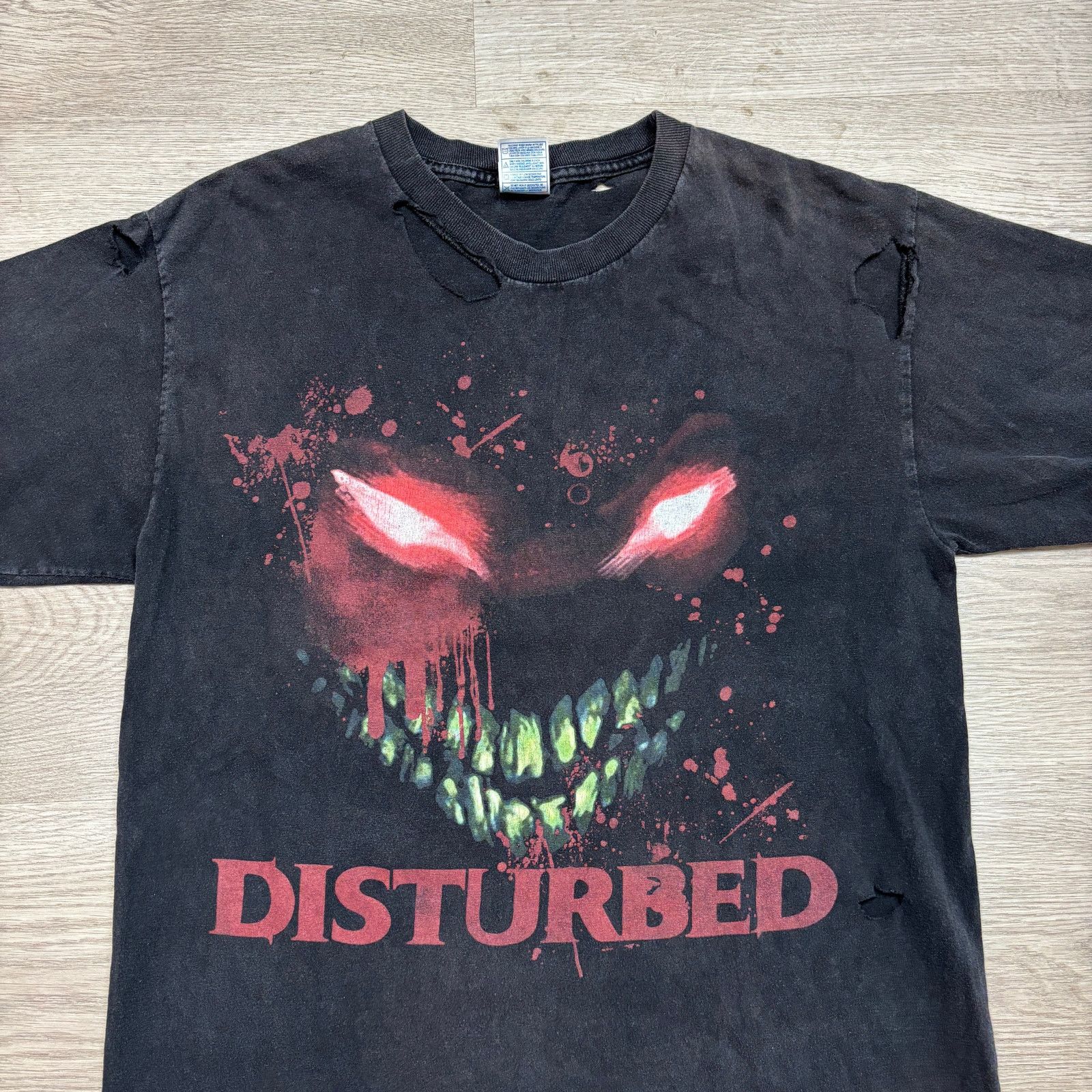 Band Tees × Vintage VTG Y2K Disturbed Thrashed Metal Band Tee Shirt Men's Large Size US L / EU 52-54 / 3 - 2 Thumbnail