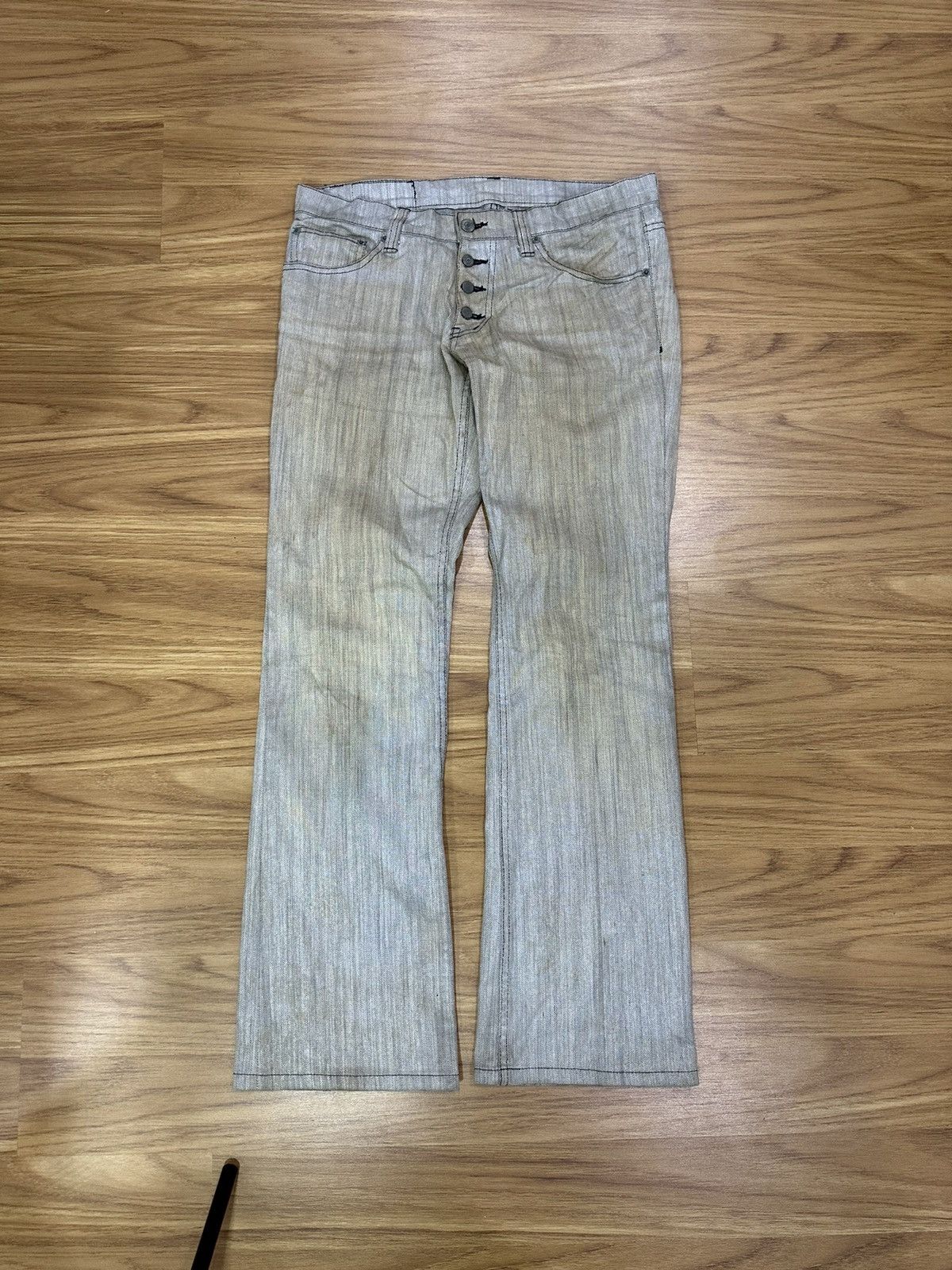 Tornado Mart Tornado Mart Waxed Silver Coated Flared Denim Pant Size US 32 / EU 48 - 3 Thumbnail