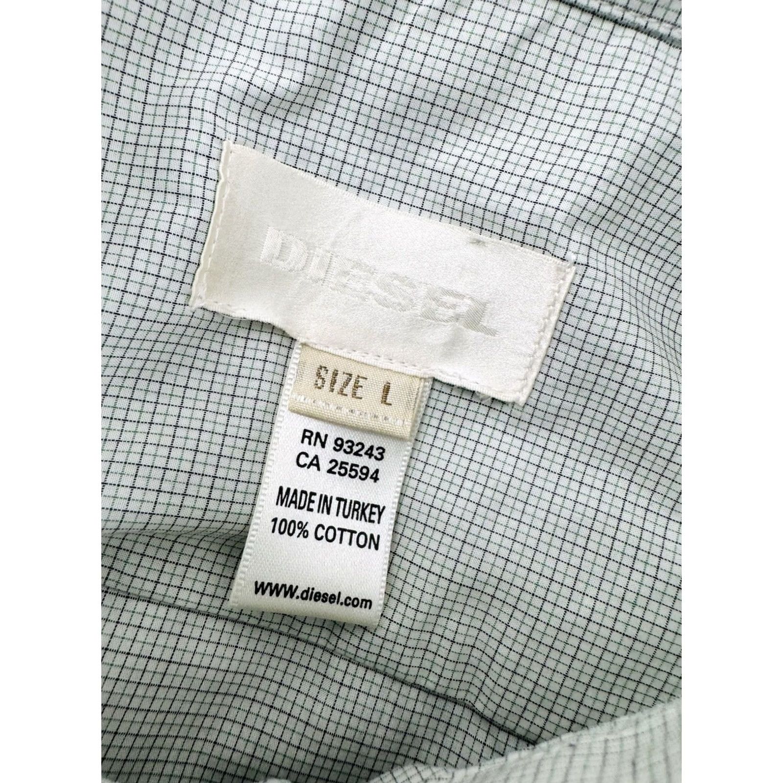 Diesel DIESEL Shirt Mens L Green / Dark Gray / White Plaid Embroidered Casey French Cuff Button-Up Long Sleeve Size US L / EU 52-54 / 3 - 6 Thumbnail