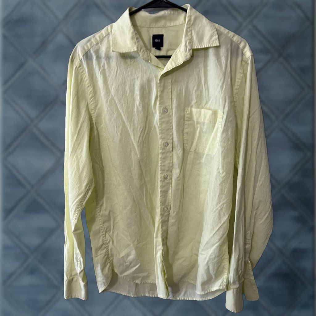 Gap GAP Mens Long Sleeve Dress Shirt Size M Yellow Striped Fit Mens Casual Shirt Dress Size US M / EU 48-50 / 2 - 1 Thumbnail