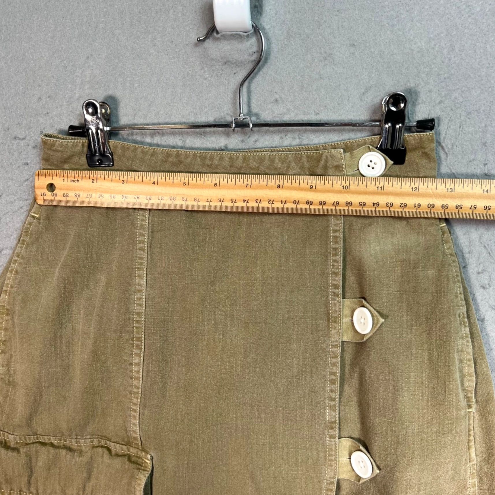 Rag & Bone Rag & Bone Womens Olive Green Button-Front Utility Midi Skirt With Pockets Skirt Women Olive Green Button-Front Midi Skirt With Pockets Size 42" / US 20 - 4 Thumbnail