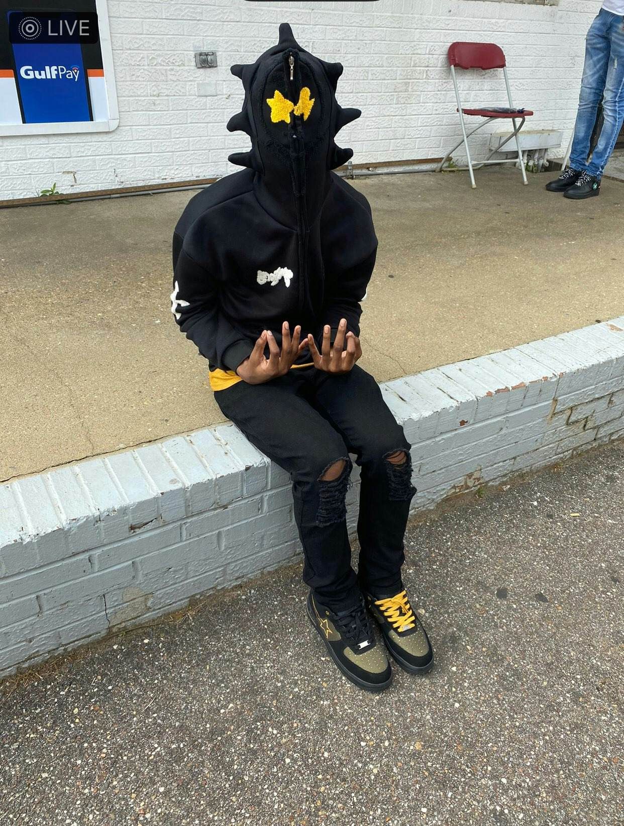 image of Avant Garde Retro Lazy Style Hoodie in Black, Men's (Size Medium)