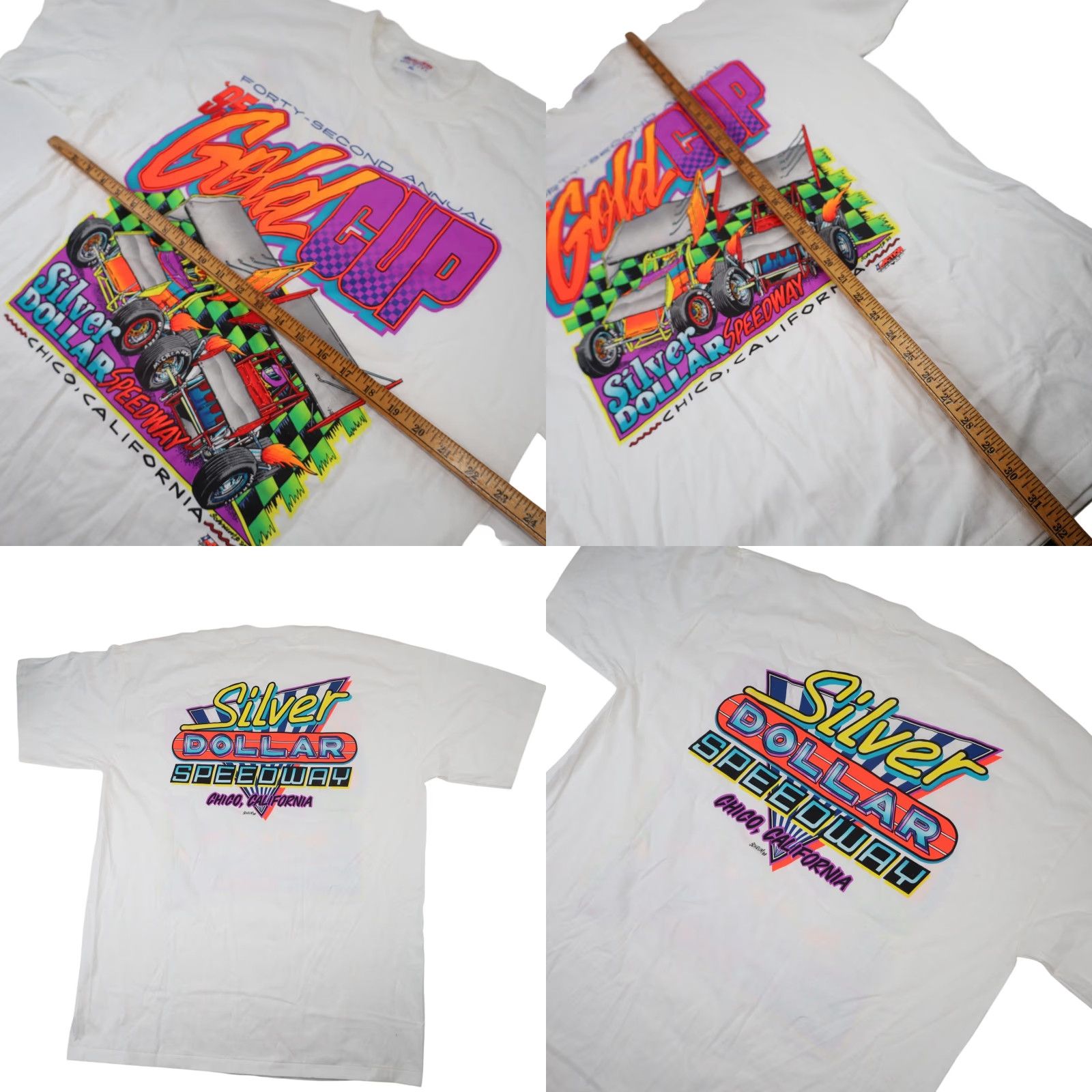 Vintage VINTAGE 1995 Silver Dollar Speedway Gold Cup Sprint Car Racing Graphic T Shirt Mens XL White Size US XL / EU 56 / 4 - 8 Thumbnail