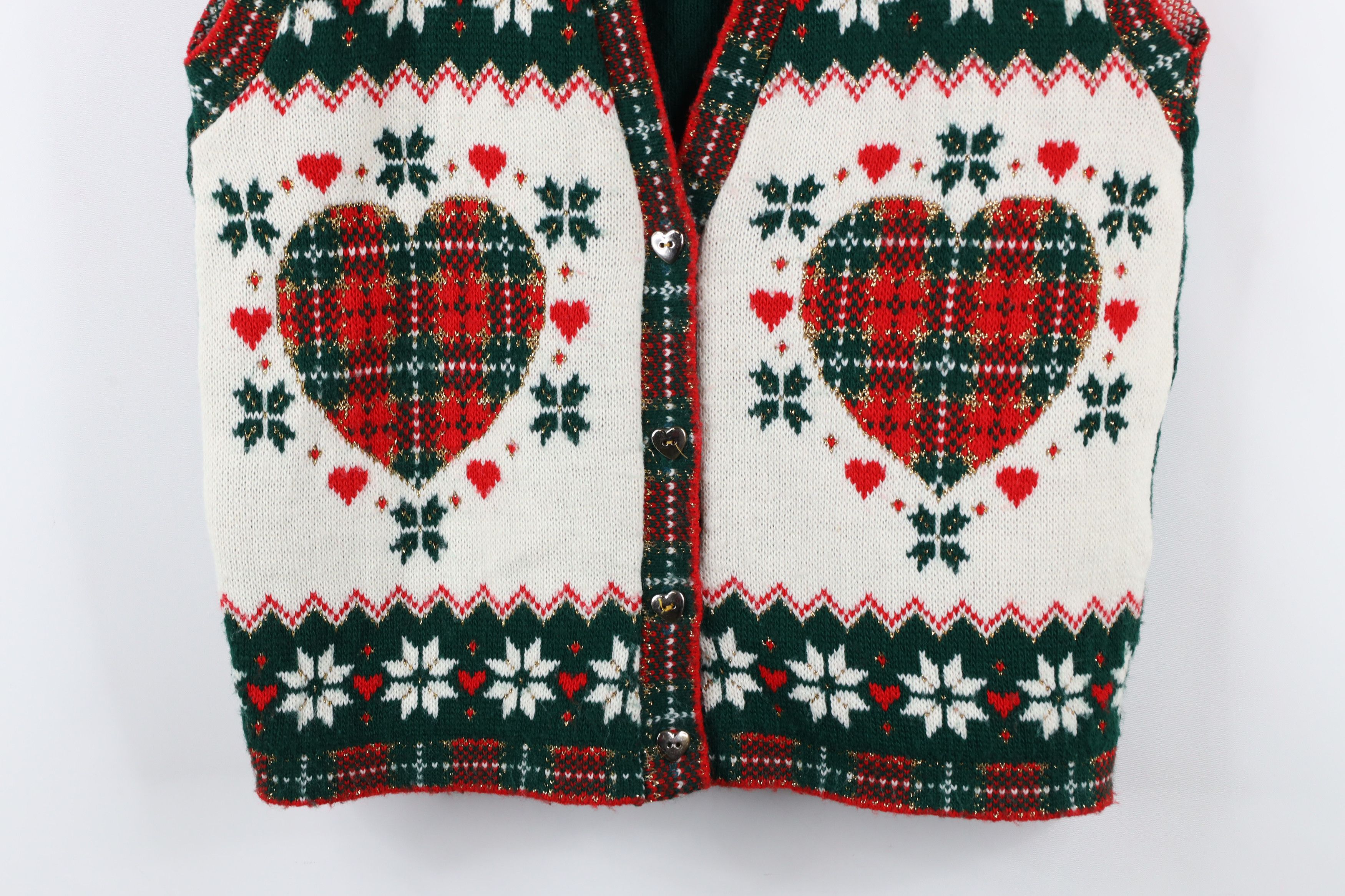 Vintage Vintage 90s Streetwear Heart Poinsettia Sweater Vest USA Size M / US 6-8 / IT 42-44 - 3 Thumbnail