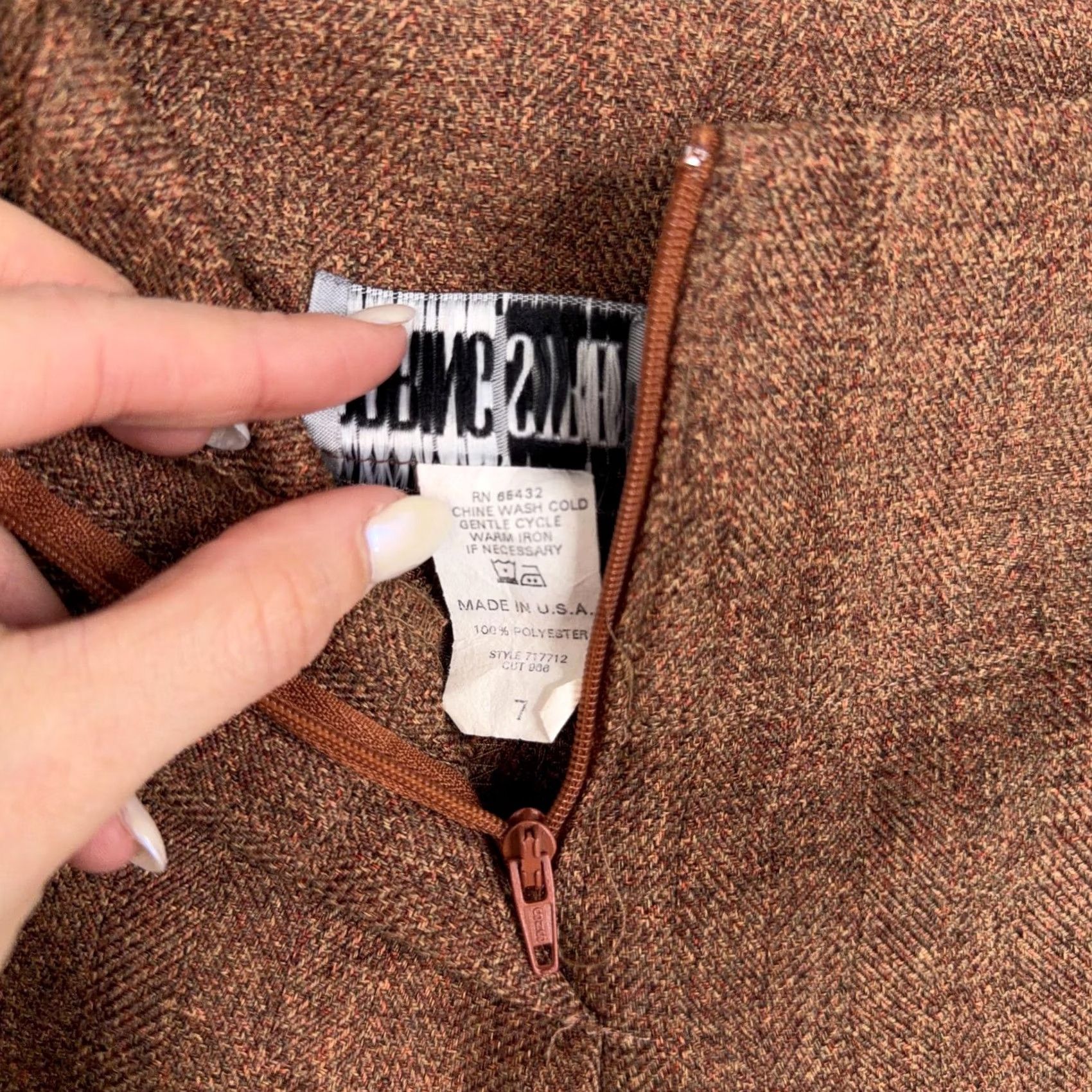 Vintage Spring Street Pants Womens 7 Brown Tweed Herringbone Wide-Leg Capri Casual 80s 90s Womens Size 28" / US 6 / IT 42 - 6 Thumbnail
